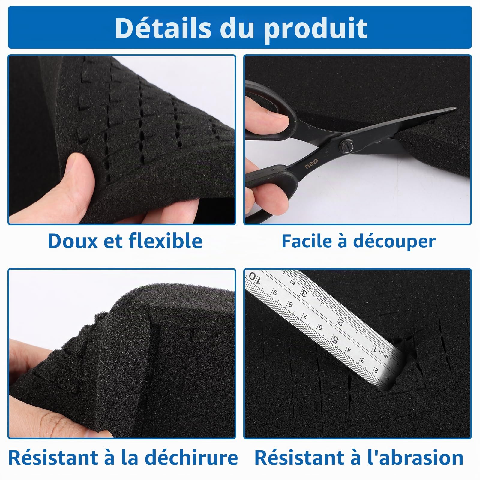 Lot de 10 plaques de mousse prédécoupée 400 x 300 mm Plaque de mousse pour boîte à outils, miniatures, millimètre hauteur : 25, épaisseur : 10