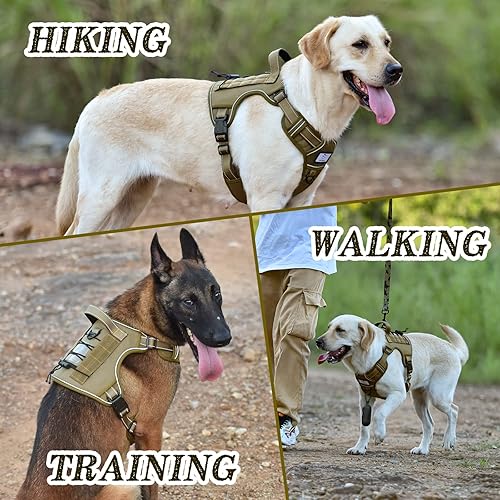 Miniatura 5 de EVERFINE Arnés táctico para perro, chaleco ajustable sin tirones para perro, con arnés reflectante Hanlde resistente, suave acolchado, transpirable,