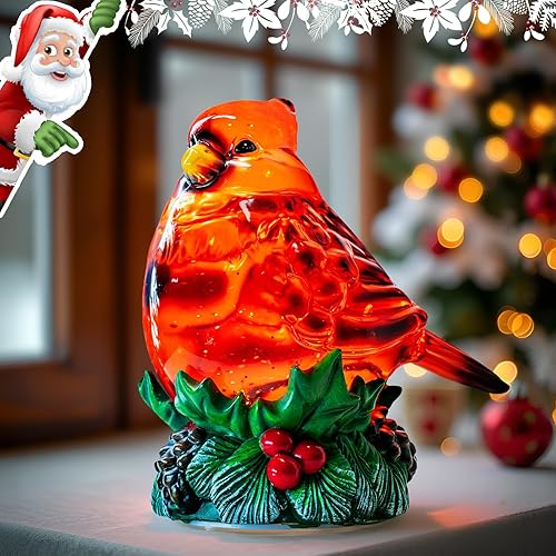 Miniatura 152 de Globo de nieve de Navidad, escena cardenal iluminada, linterna musical de agua de nieve, decoración navideña brillante y regalo para familiares