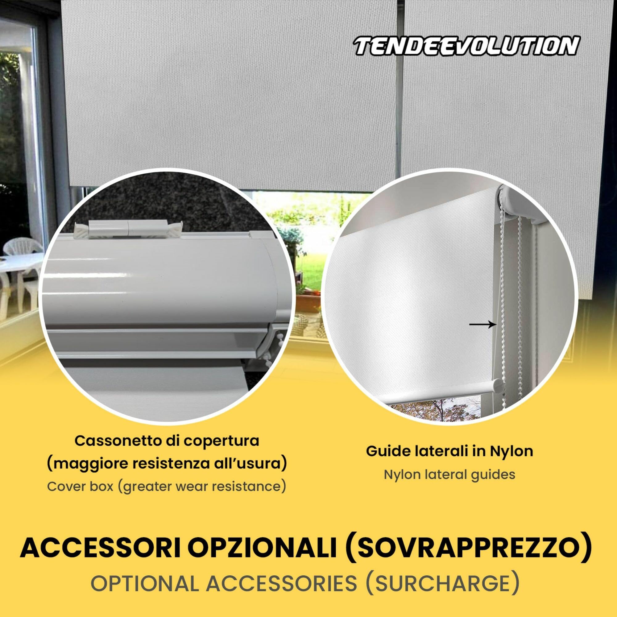 TENDEEVOLUTION - Tenda a Rullo Oscurante Mod. Rodano con Telo in PVC. Misura e Colori Personalizzabili, Manuale o Motorizzata. Tende a Rullo per Interni Oscuranti a Soffitto o Parete