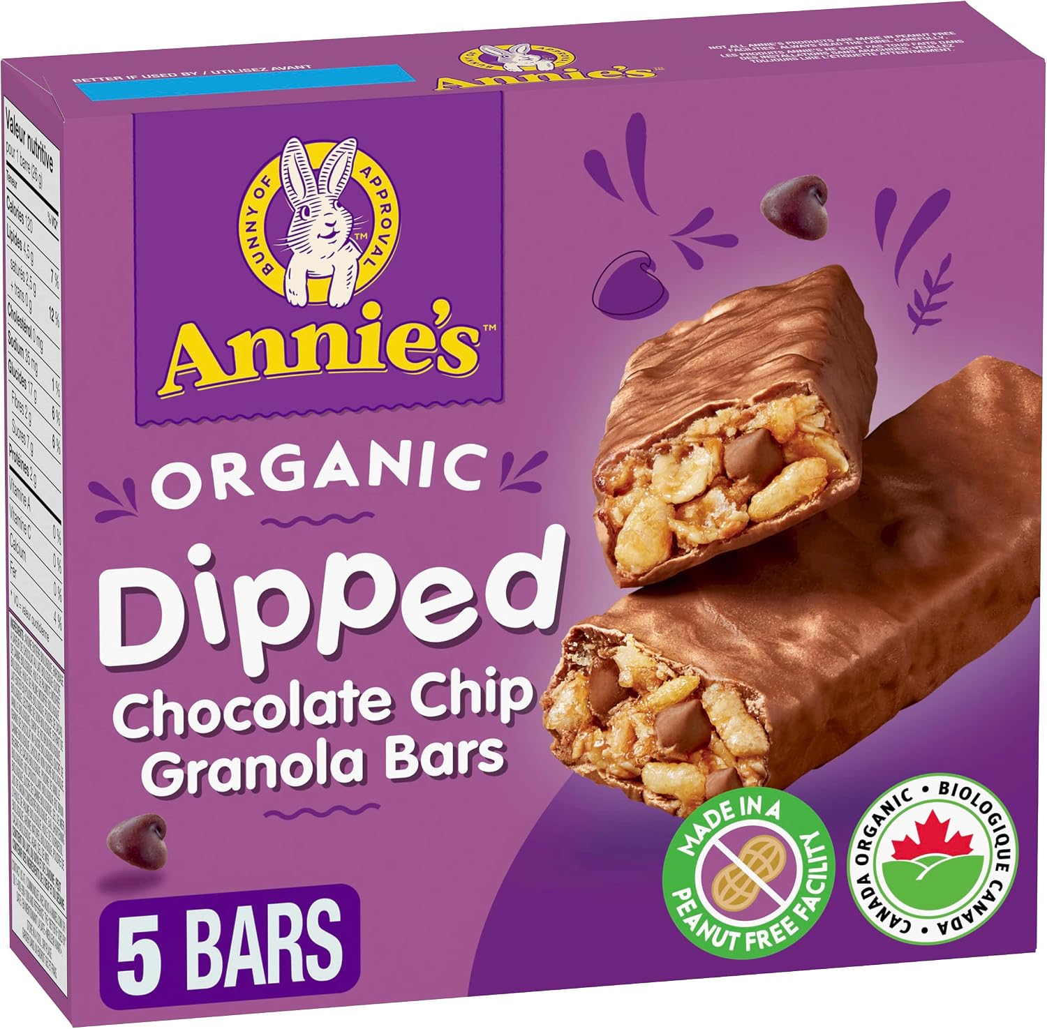 Annie's Homegrown (ANNIN) Organic Dipped Chocolate Chip Granola Bars in ...
