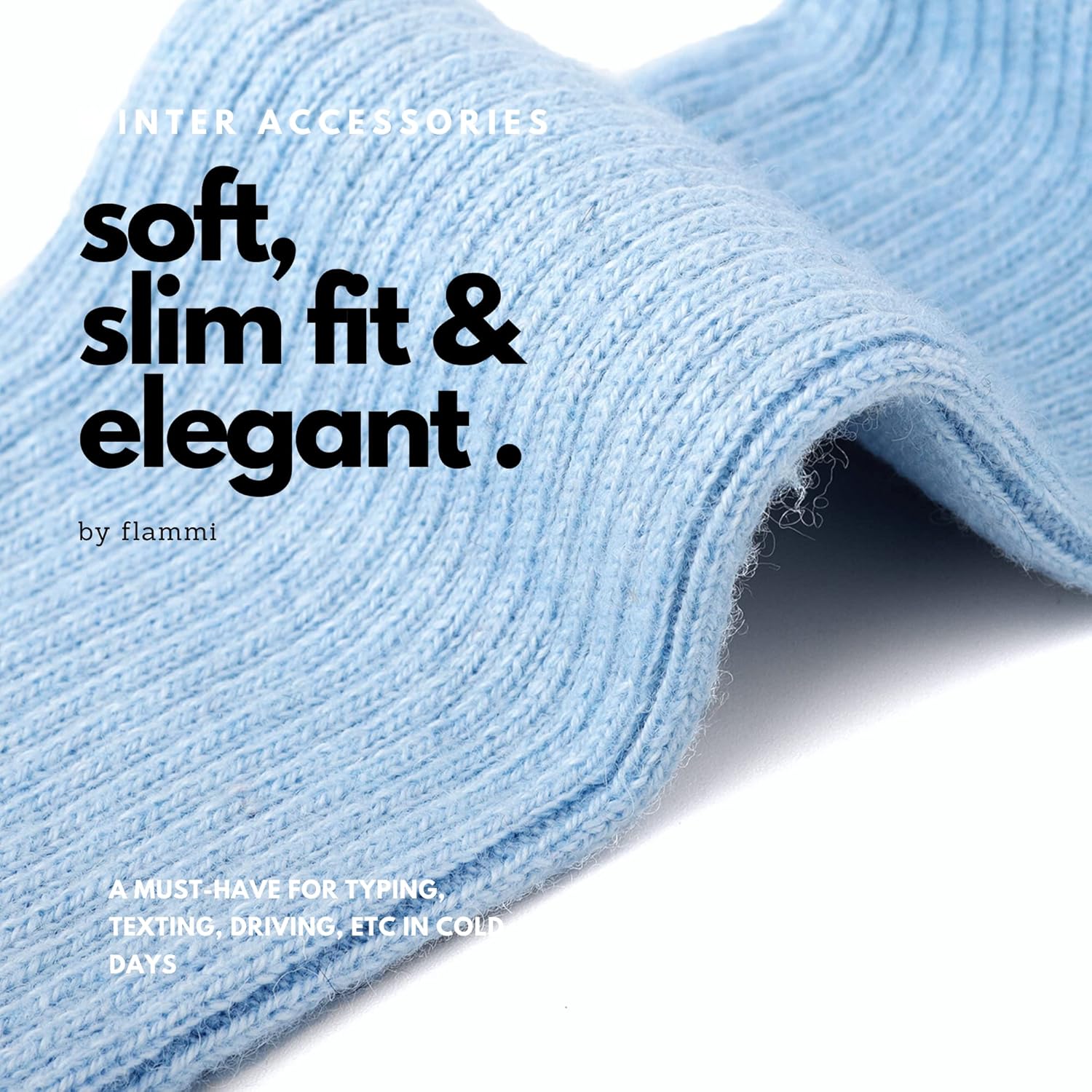 F Flammi Cashmere Blended Arm Warmer for Women Winter Fingerless Gloves Knit Mitten Gloves Wrist Warmer with Thumb Hole - Image 5