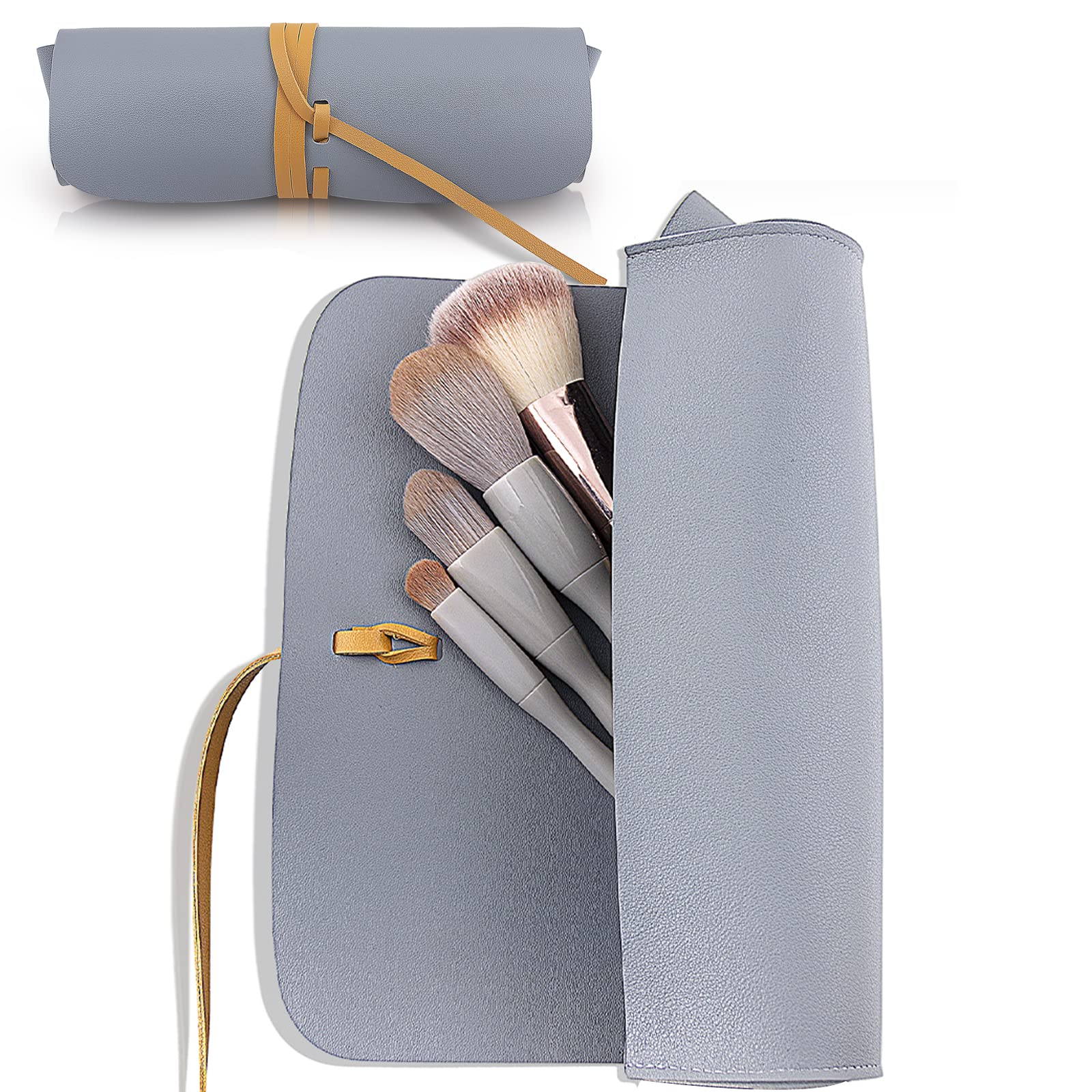 Uliya Travel Makeup Brush Holder, Portable Make Up Organizer Case WaterProof Cosmetic Bag for Women Makeup Brush Bag cosmetic bag, Light Blue, Unisex