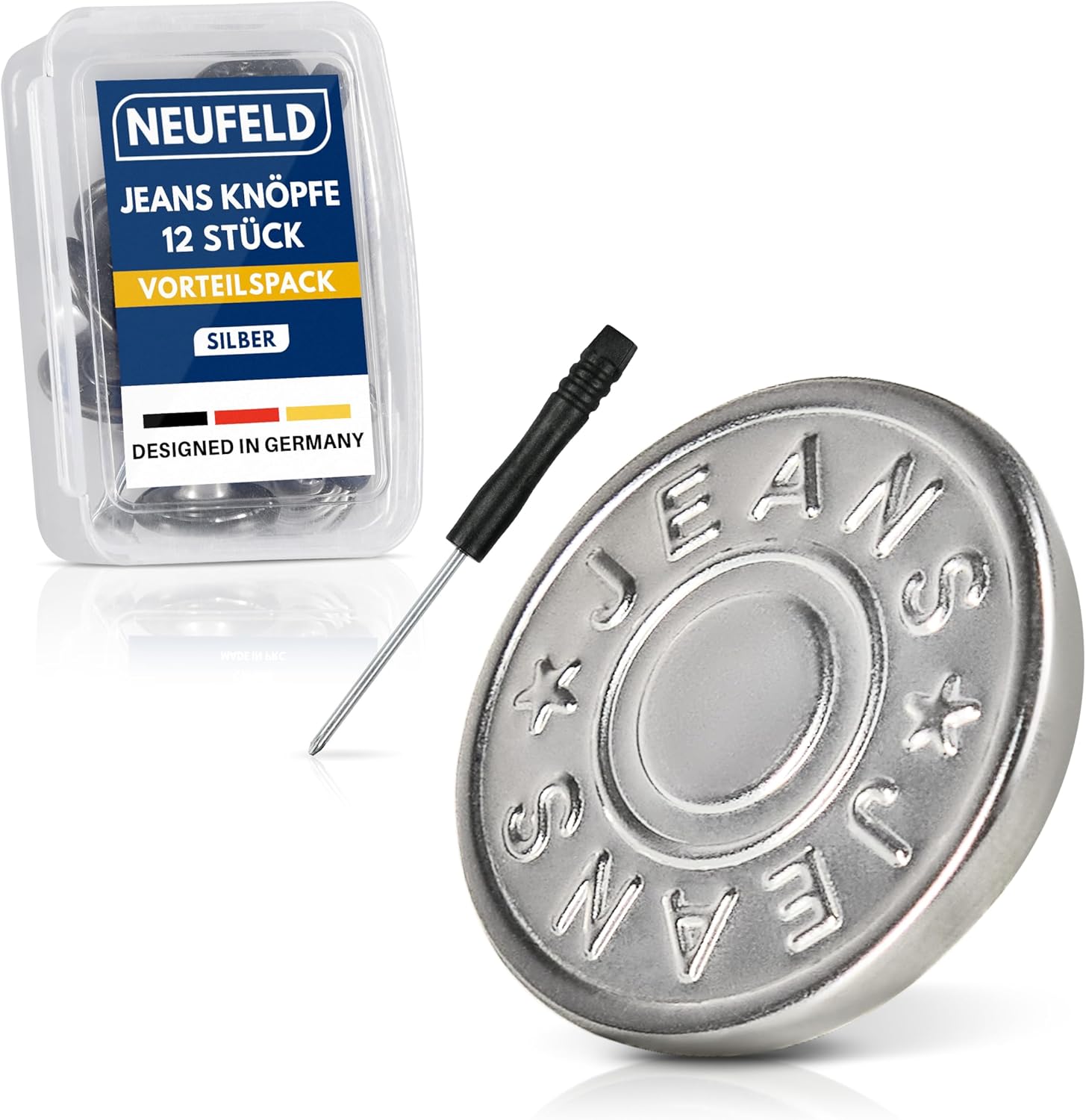 NEUFELD® 12 x trouser buttons for plugging in (including box and