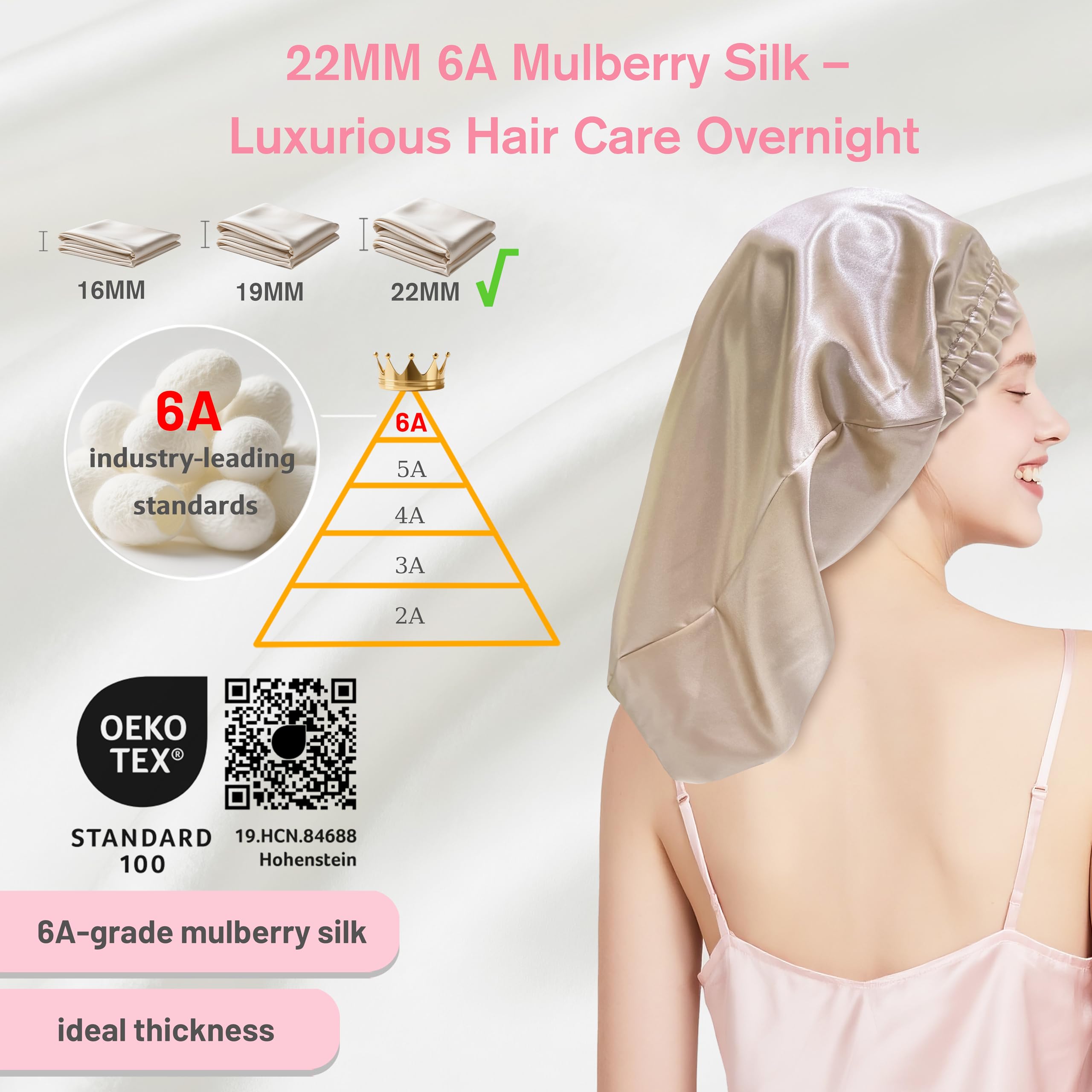 townssilk Silk Bonnet for Sleeping 100% 22 Momme Mulberry Silk for Women Luxurious, Breathable - Image 2