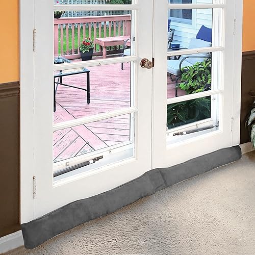 Miniatura 6 de HOME DISTRICT Protector de puerta francesa para puerta y ventana bloqueador de ruido 598in de largo color gris