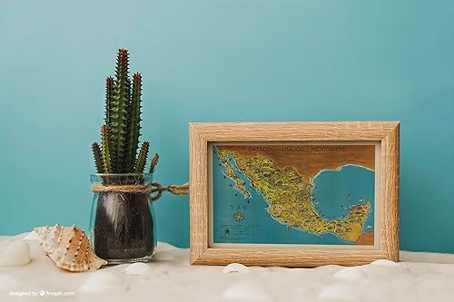 Miniatura 2 de Mapa pictorial de los Estados Unidos Mexicanos alrededor de 1966 | Ilustrado con fauna y especies de México | Póster de estilo vintage para