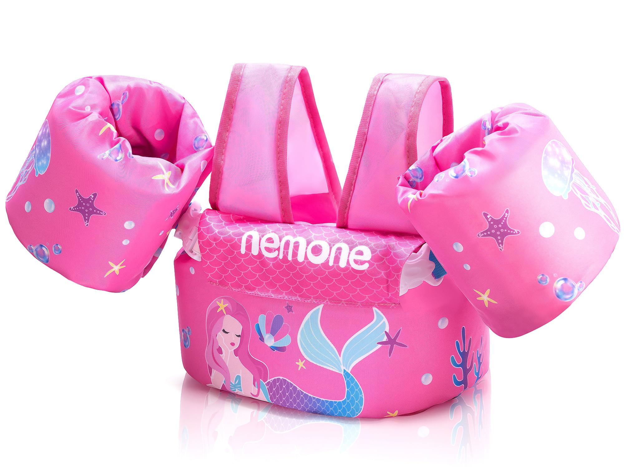 Nemone Toddler Swim Vest for 22-70 lbs Kids Floaties Swim Jacket with Arm Water Wings for Girls Boys 1 2 3 4 5 6 7 Years Old Beach Pool 20 30 40 50 60