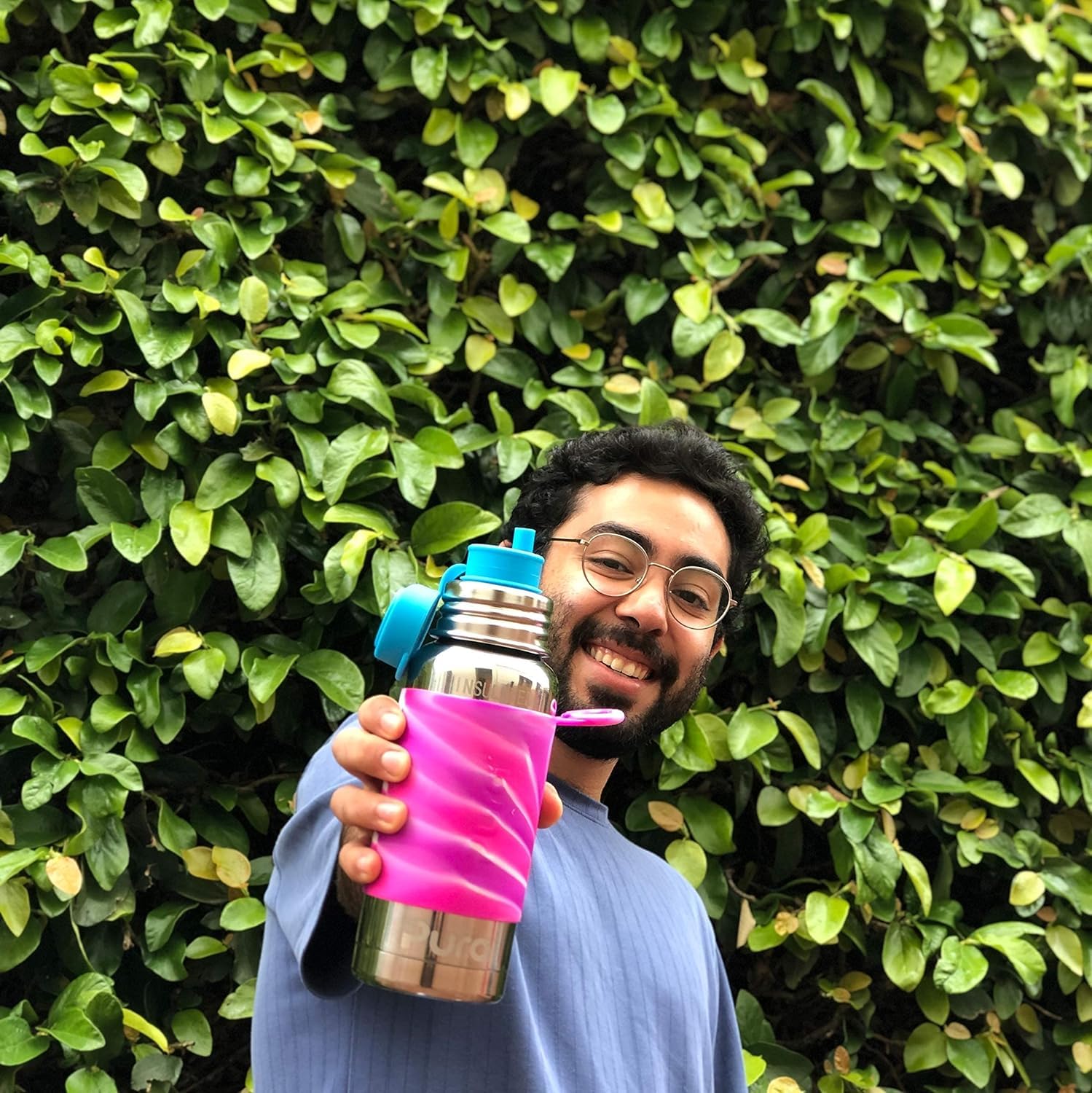 Pura Tapa deportiva de silicona de boca grande, sin plástico, a prueba de derrames, de grado médico, se adapta a todas las botellas, color rosa