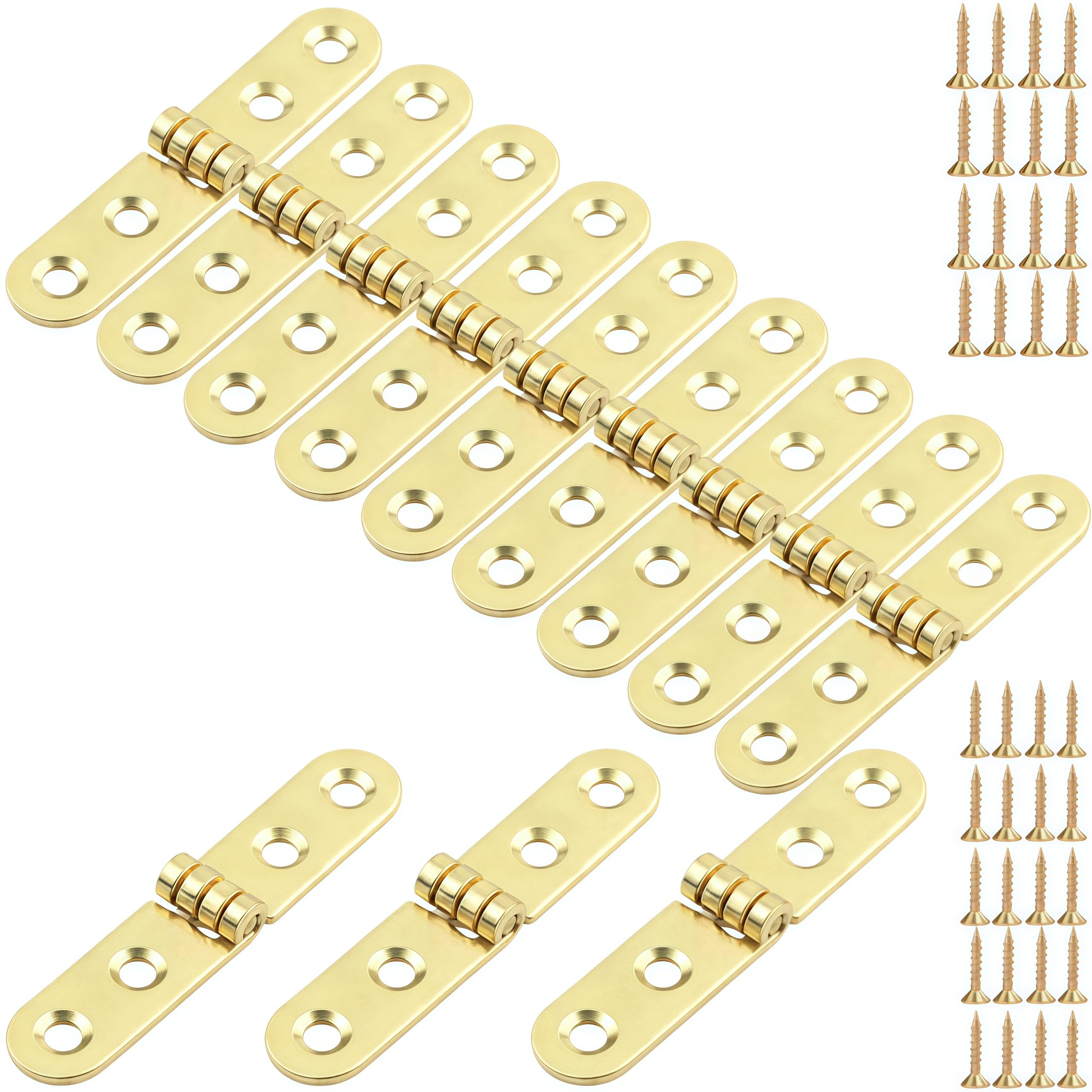 Vbnexyr Regular Folding Hinge 12 Pack Of Iron Round Edge Flip Hinges Suitable For Folding Tables Chairs Cabinets Doors And Boxes Iron 76 * 15 * 2.0Mm Thick Gold Color