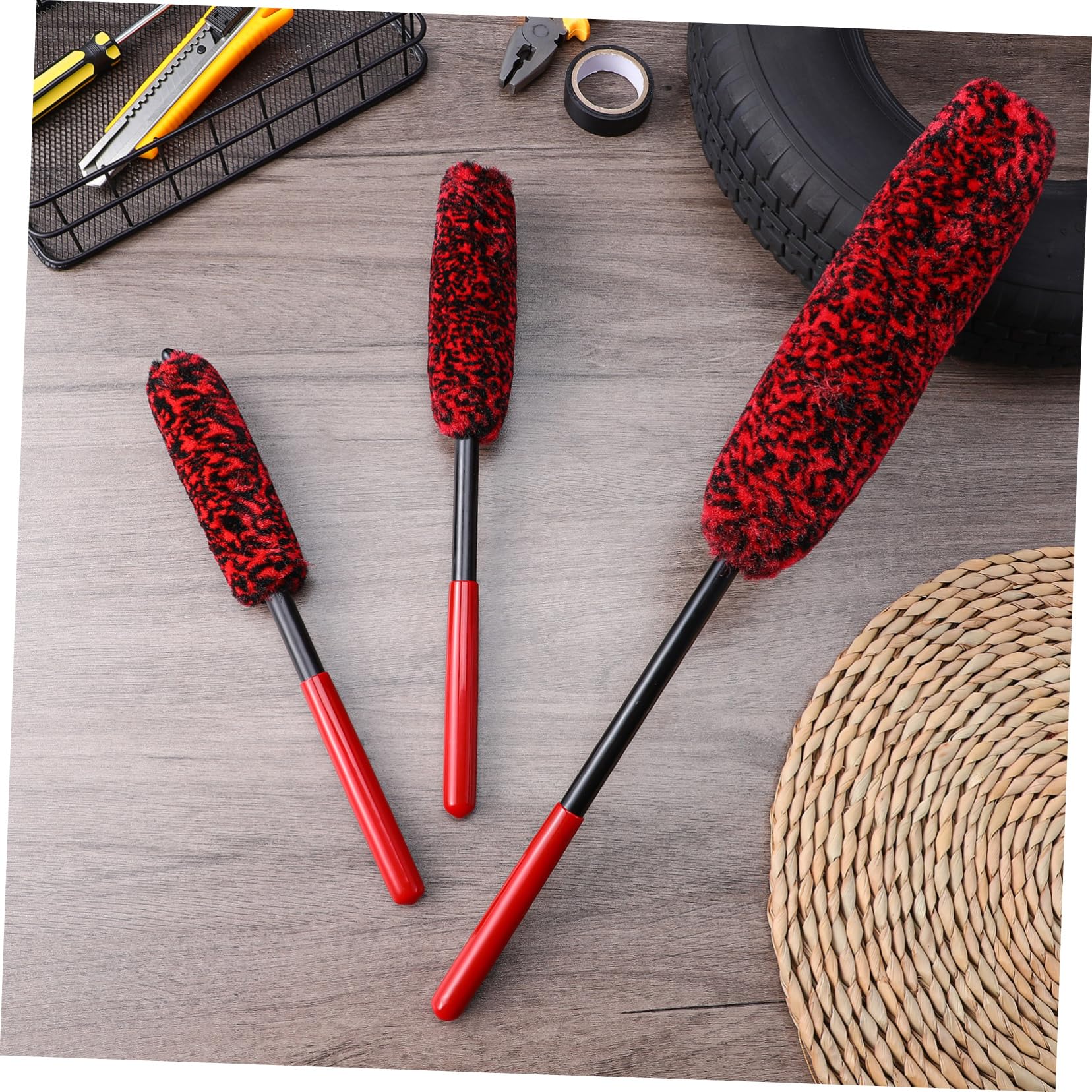 GLEAVI 12pezzi Spazzole per Pulizia Ruote Auto Testa Flessibile Spazzola Detailing per Cerchioni e Pulizia Auto Strumenti per Lavaggio Colore