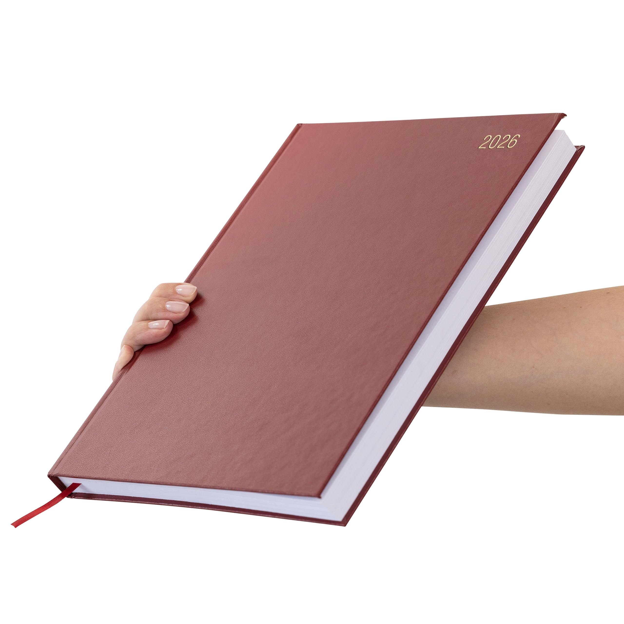 evelay 2026 Diary A4 A5 Day to Page Hardback Full Year Planner Organiser Journal (A4 Page a Day, Red) - Image 2