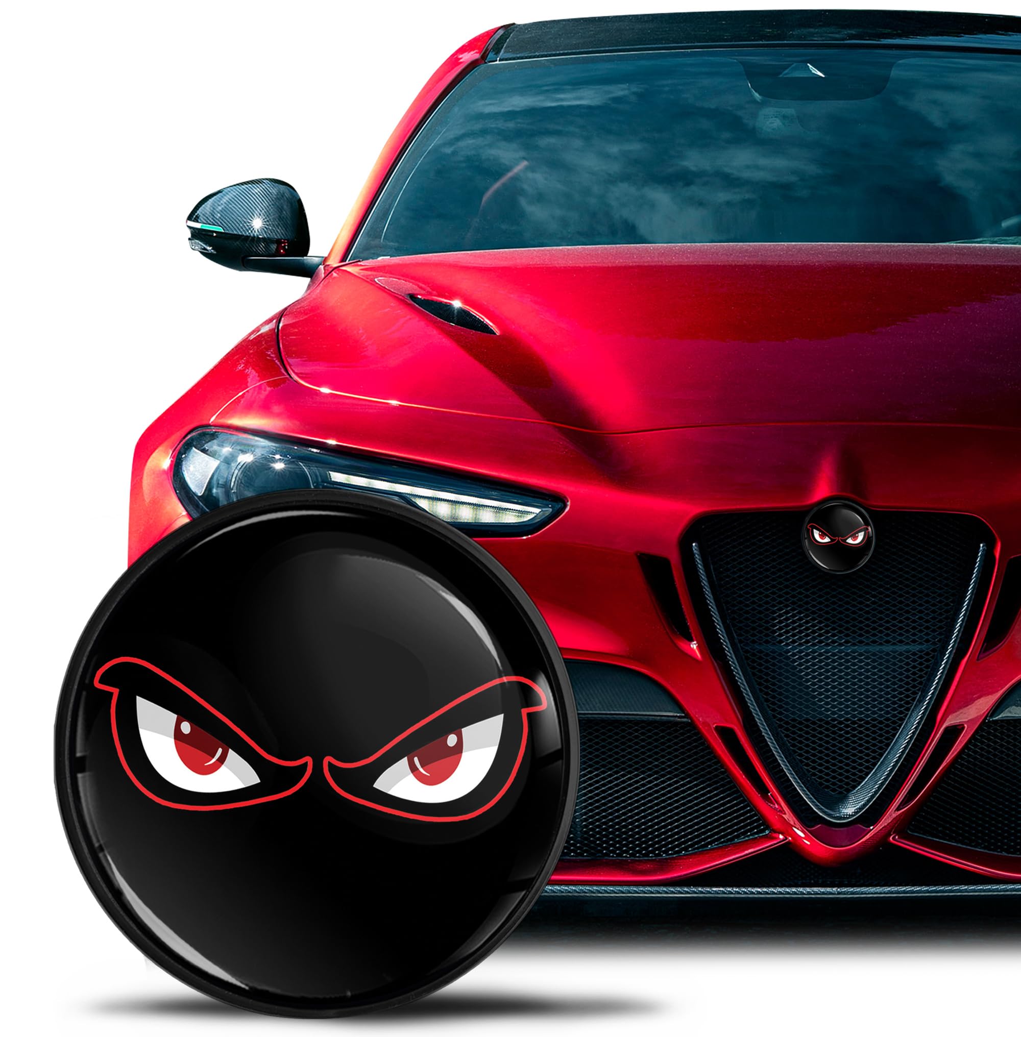 2 Stemmi Alfa Romeo Nero E Rosso 74mm - Per Cofano Anteriore E Posteriore | Compatibile Con 147, 156, 159, Mito, Brera - Foto 14