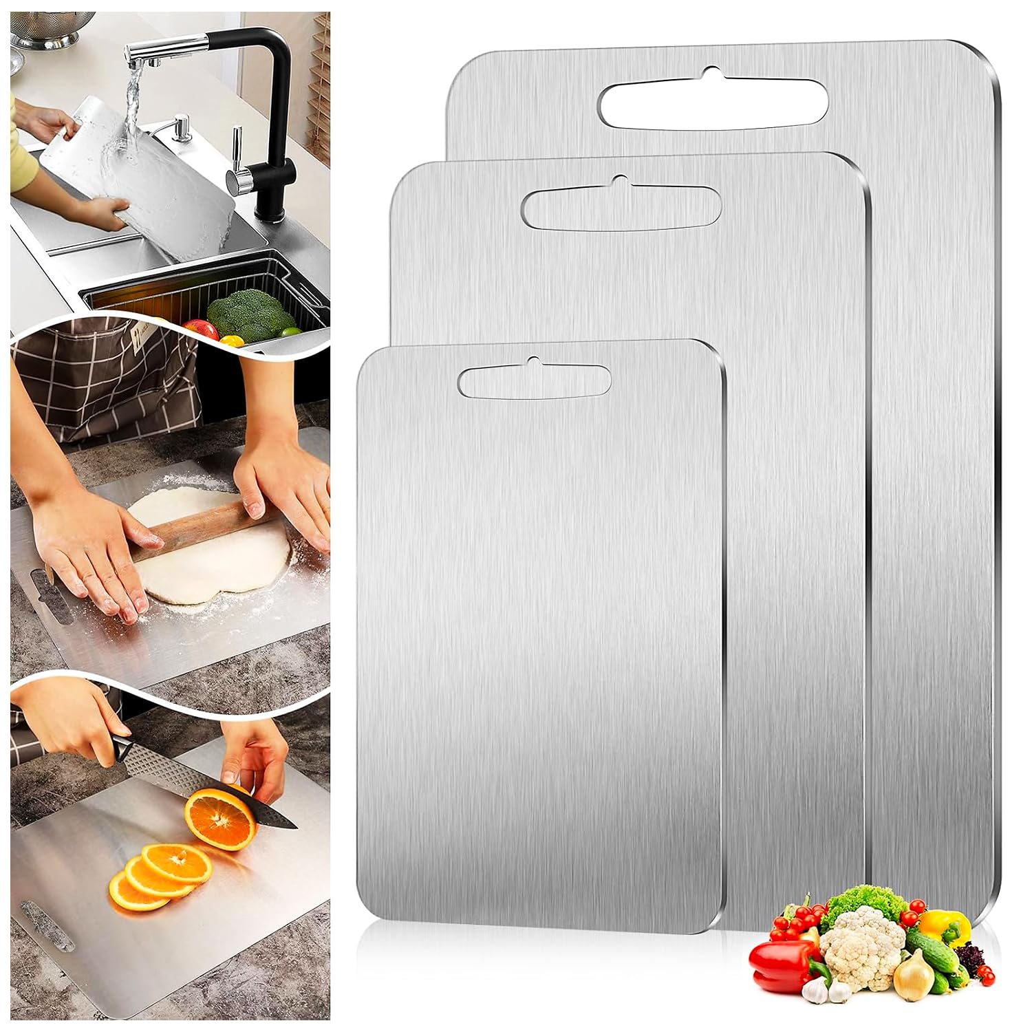 Planche à découper en acier pour le camping et la cuisine quotidienne