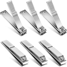6-Pack Toenail Clippers, Straight Edge Large Nail Clippers Bulk