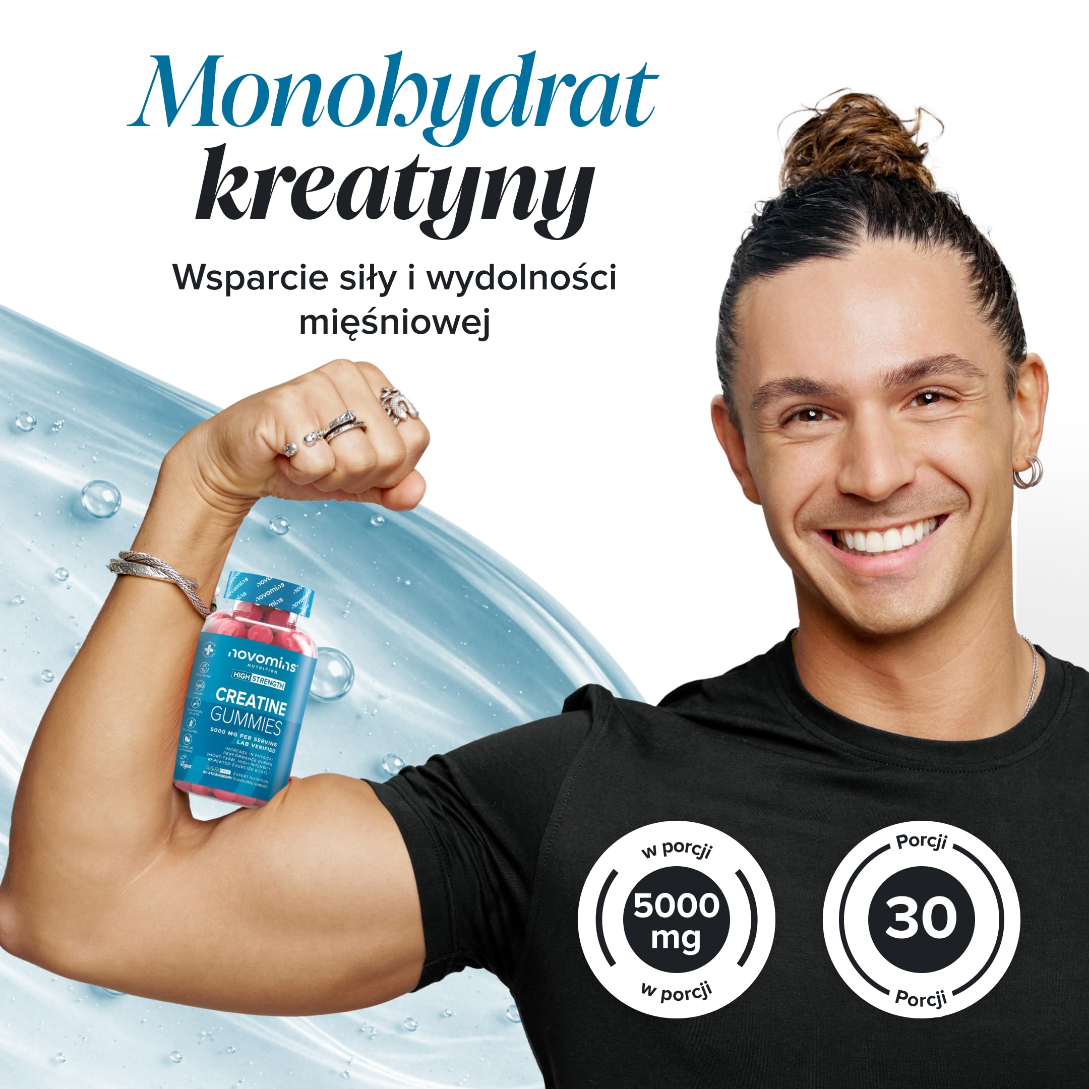 Gummies Z Kreatyną - 5000 mg, Potwierdzone Laboratoryjnie - Mocne Gummies Z Monohydratem Kreatyny - Zwiększają Wydolność Fizyczną - Alternatywa Dla Tabletek, Proszku I Kapsułek - Novomins
