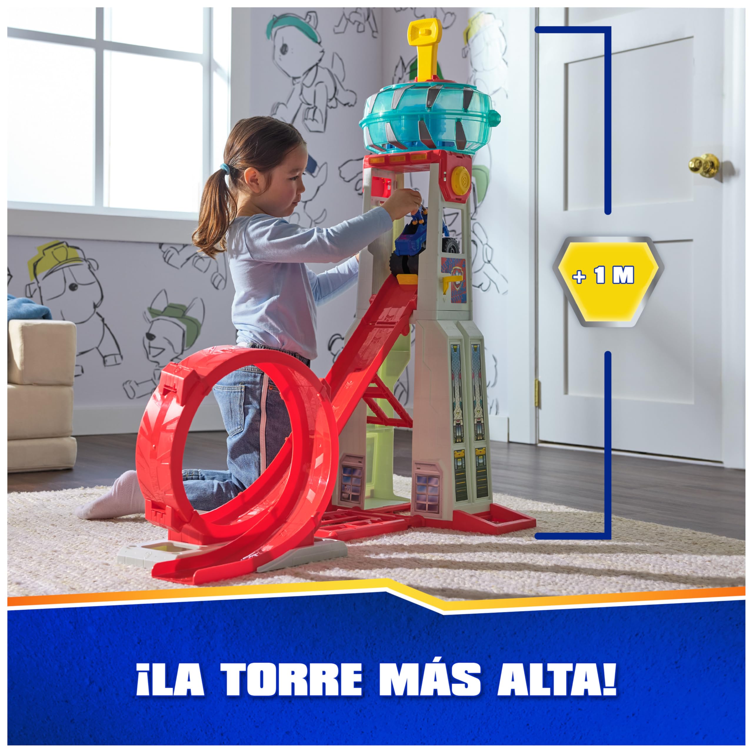 Paw Patrol Patrulla Canina - Lanzador De Vehículos Super Loop con Luces Y Sonidos + Coche Y Figura Chase | Juguetes Patrulla Canina | Juguetes Niños 3 Años O Más | Regalos Niños 3 Años O Más