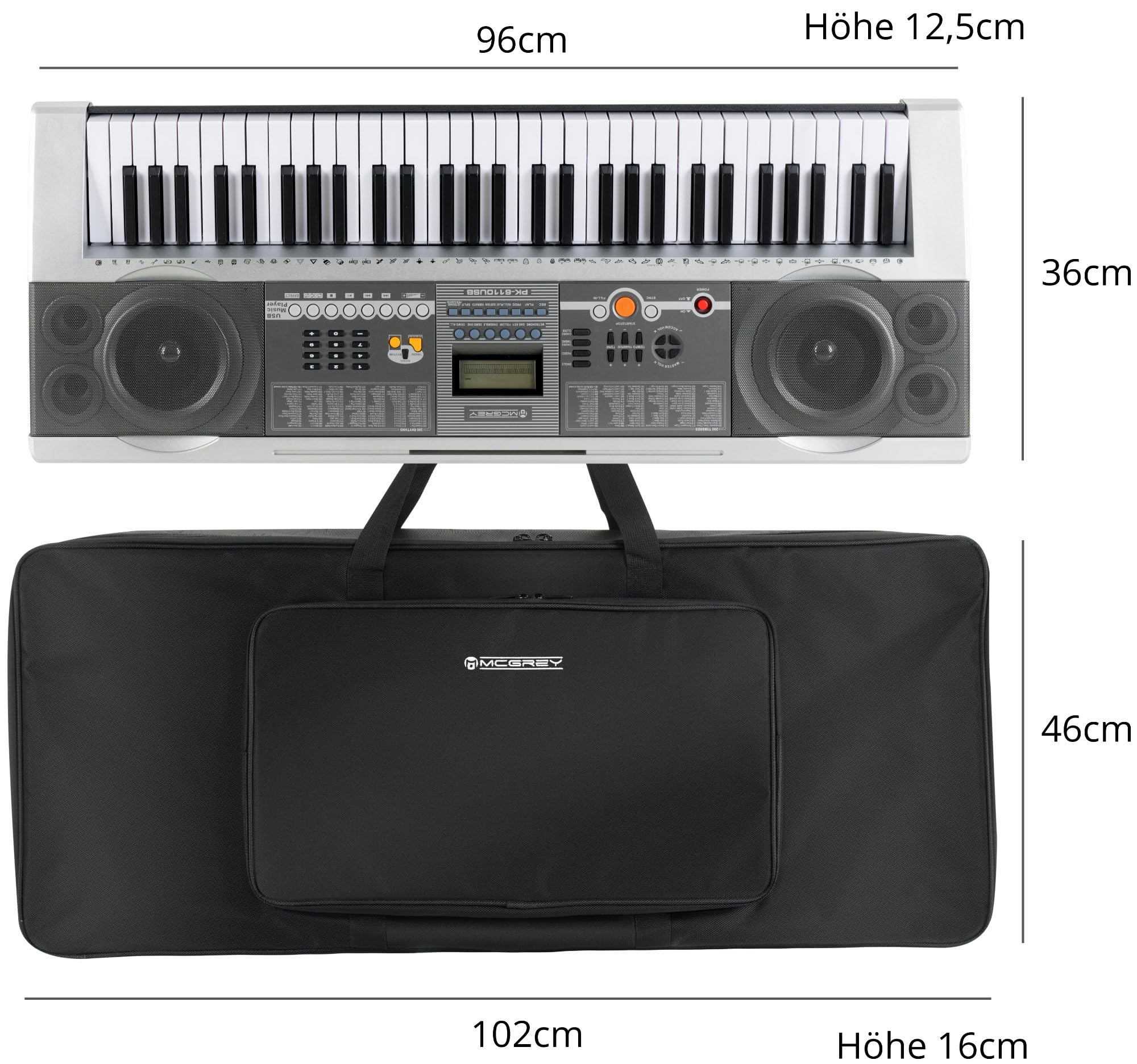 McGrey KB-3122-61 Keyboardtasche - Gigbag für Keyboard mit 49/61 Tasten - Leicht, komfortabel & robust