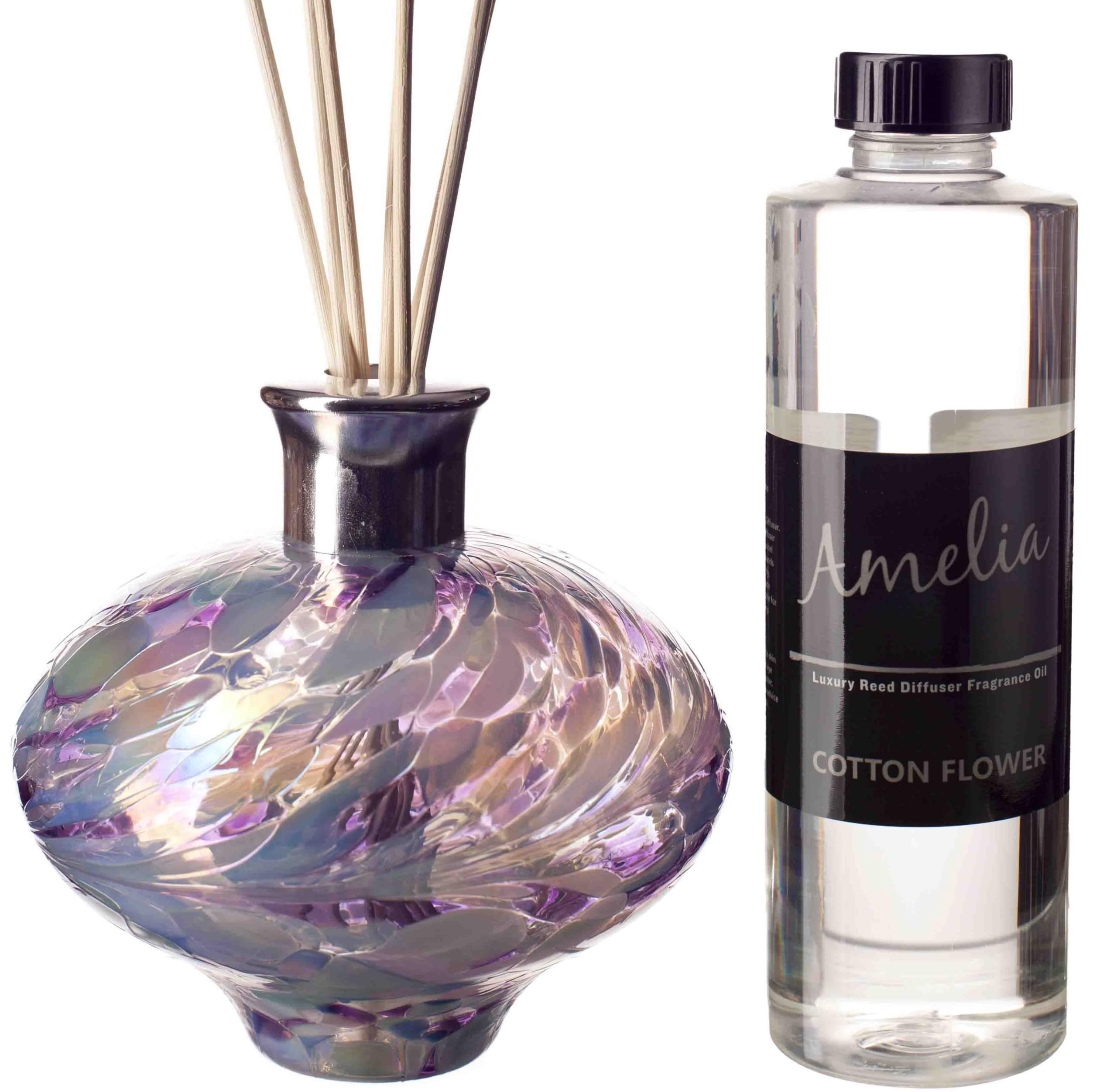 Oval Reed Diffuser Pink and Blue with Cotton Flower Fragrance
