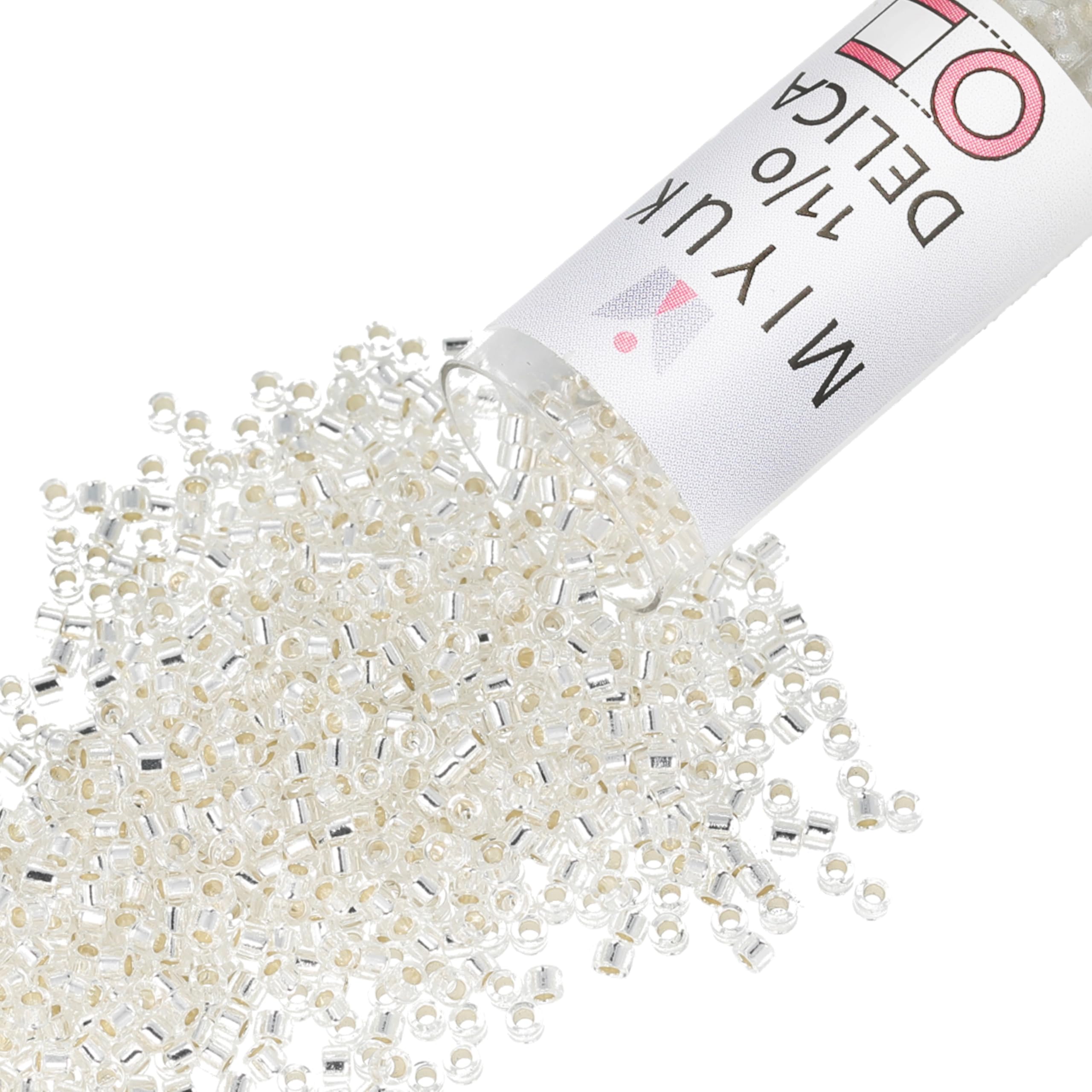 Miyuki DB041 7.2gm Delica Seed Beads, Size 11/0, Silver Lined Crystal