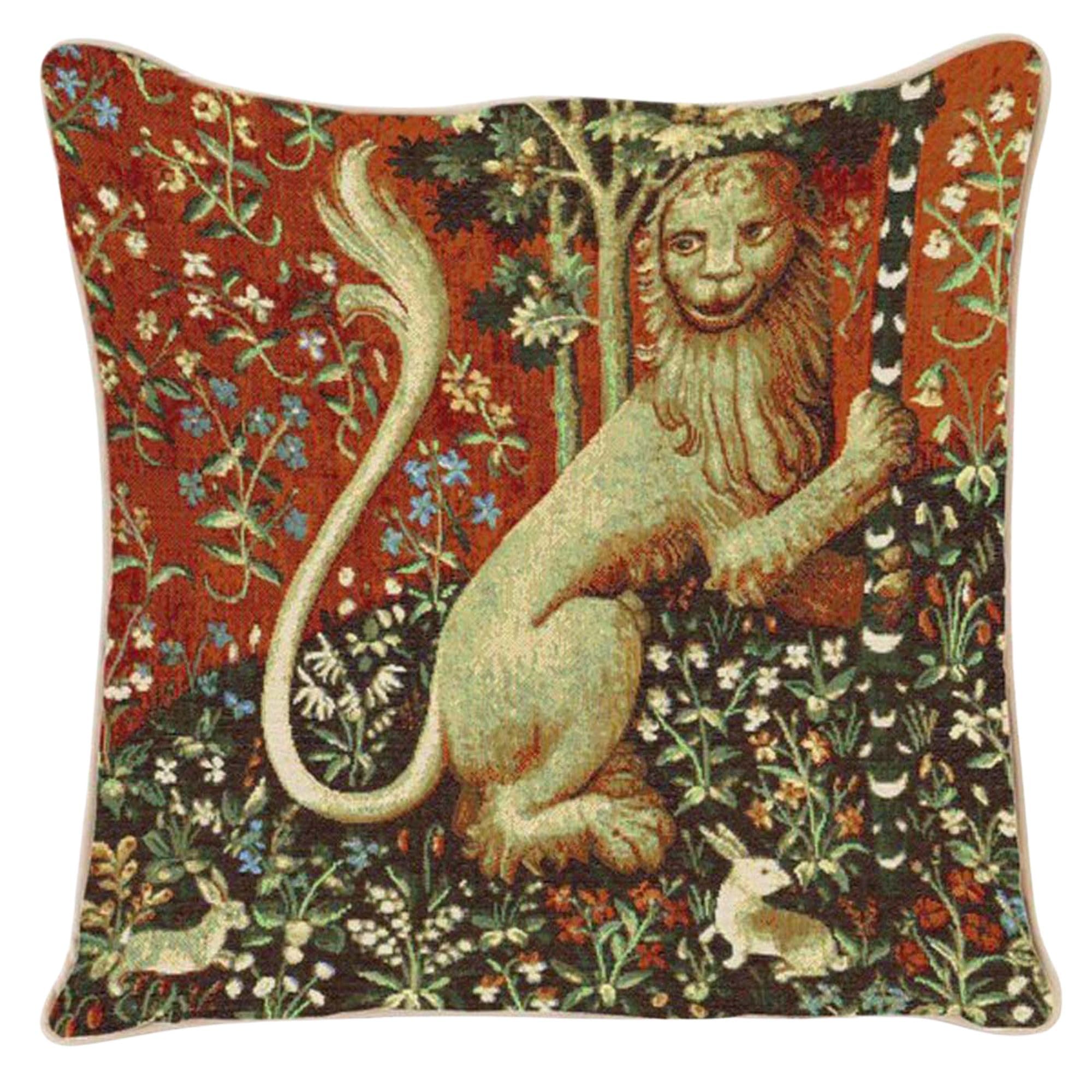 Signare Women's Lion Tapestry Cushion Cover 18 X18 Inches 45Cm X 45Cm Decorative Sofa Cushions With Lady And Unicorn (, Cushion Cover Only)