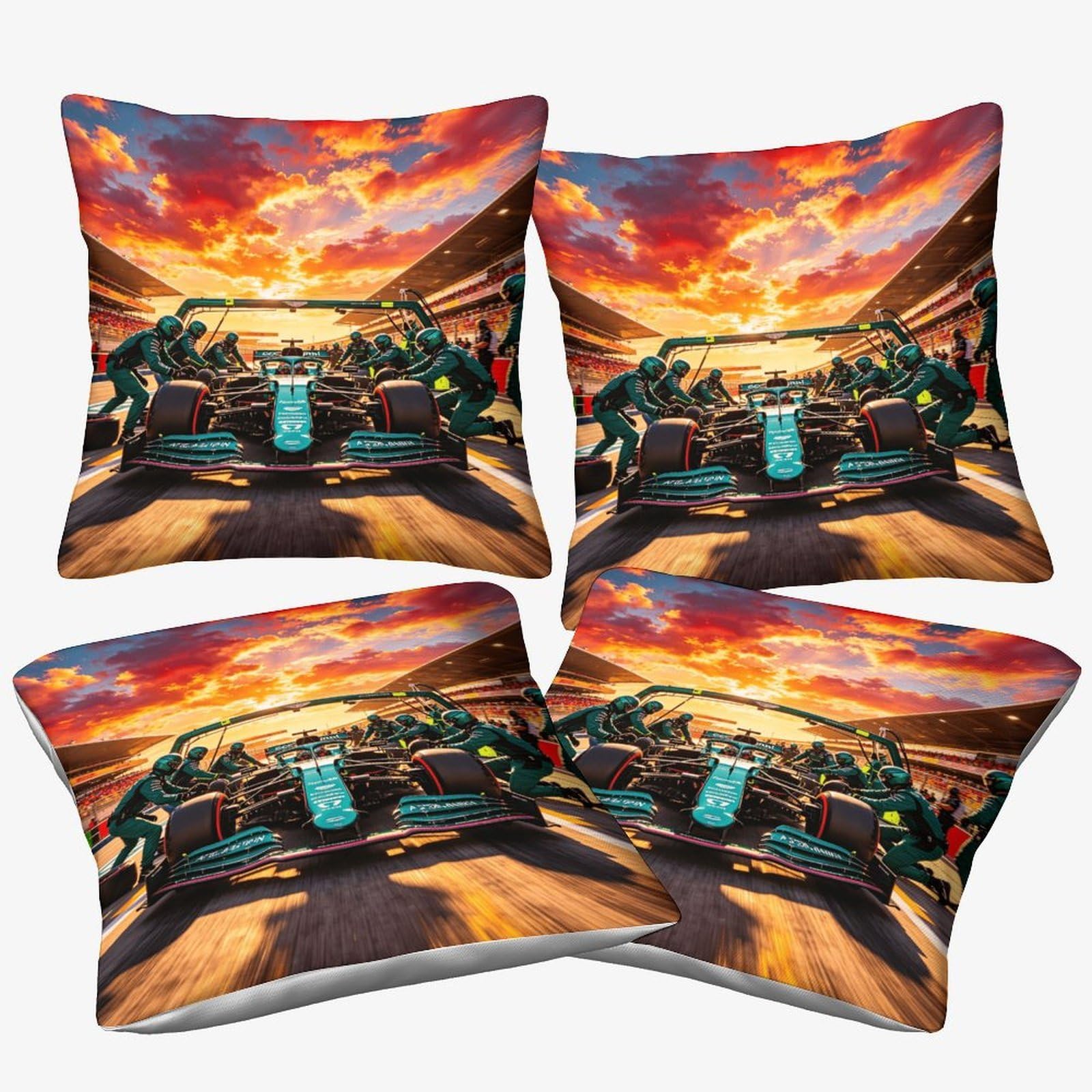 3U6c4m9k Formulaa Racing-17 Formulaa Racing Cushion Cover Decorations Gift, 40X40cm, 4 Pcs Pillow Cover Pit Stop Ornaments Throw Pillow Case Decor Home Livingroom Couch Sofa