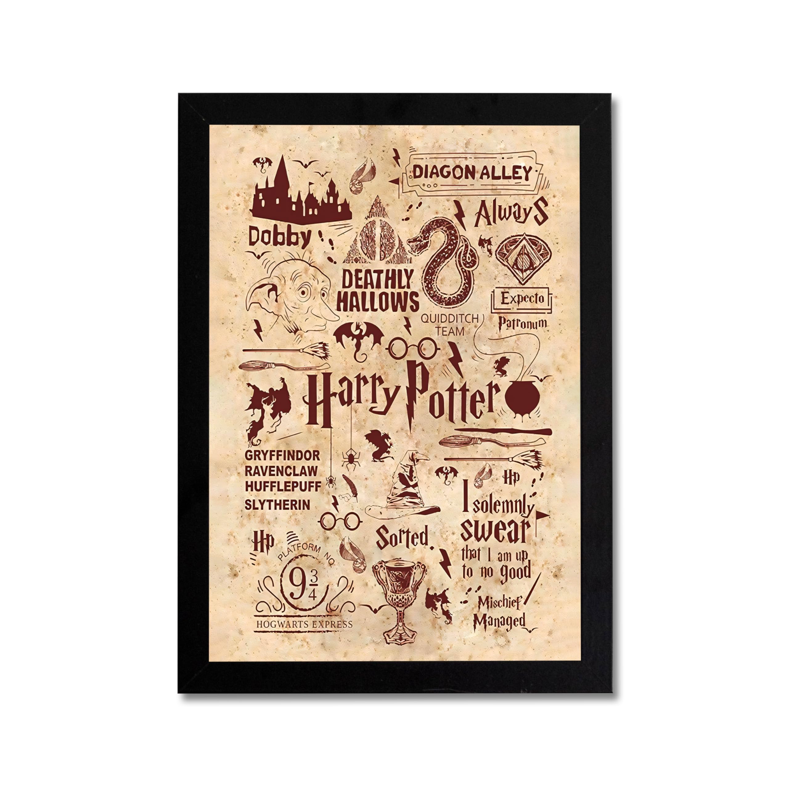 MODERN GALLERY MART Harry Potter Poster with Frame - A4 Size (8.3 x 11.7 inch) | Hogwarts Wall Art for Bedroom, Office, or Dorm | Great Gift for Fans (Harry Potter Design)-image-33