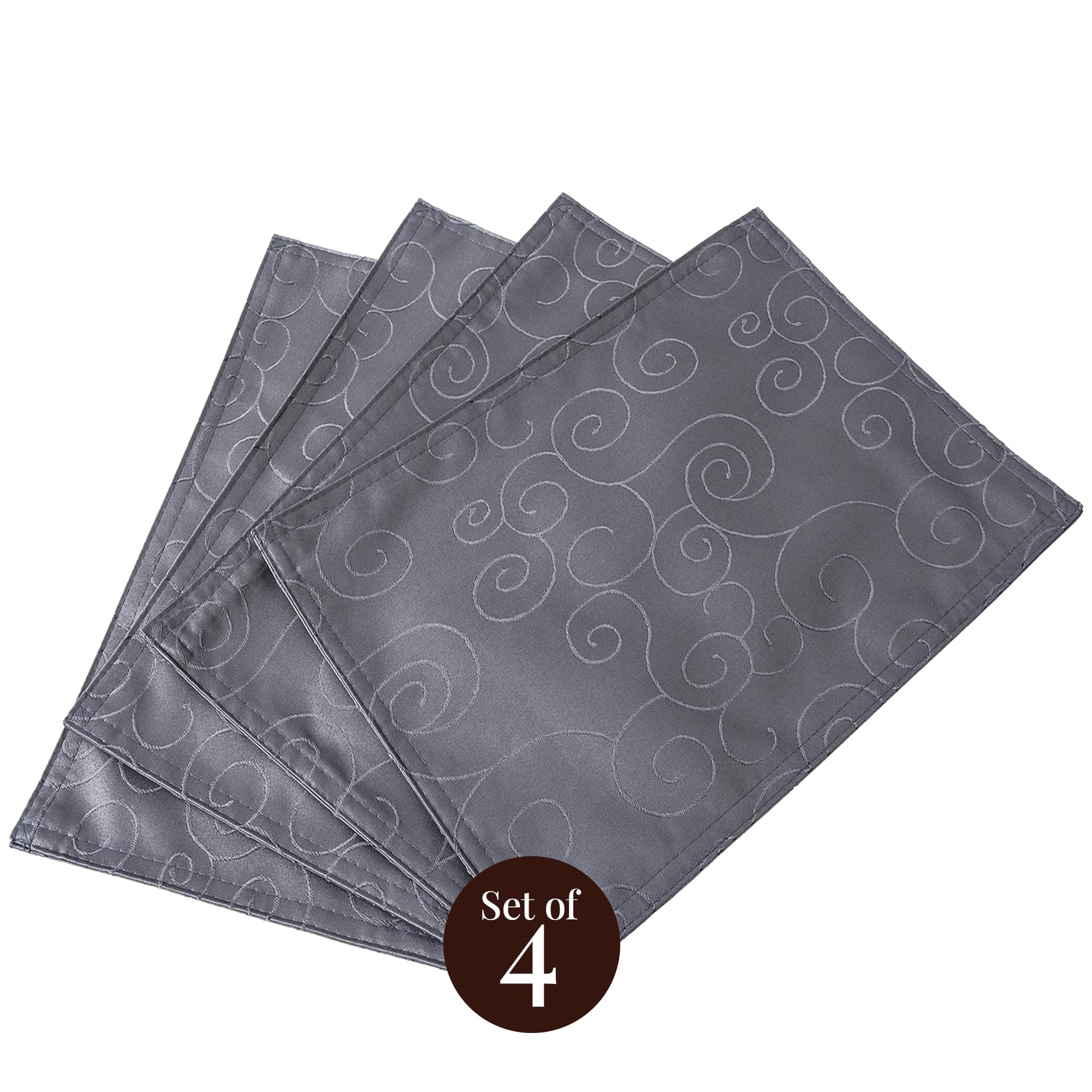 EcoSol Designs Mikrofaser-Damast-Tischsets (30,5 x 44,5 cm, anthrazitfarbene Wirbel), 4 Stück
