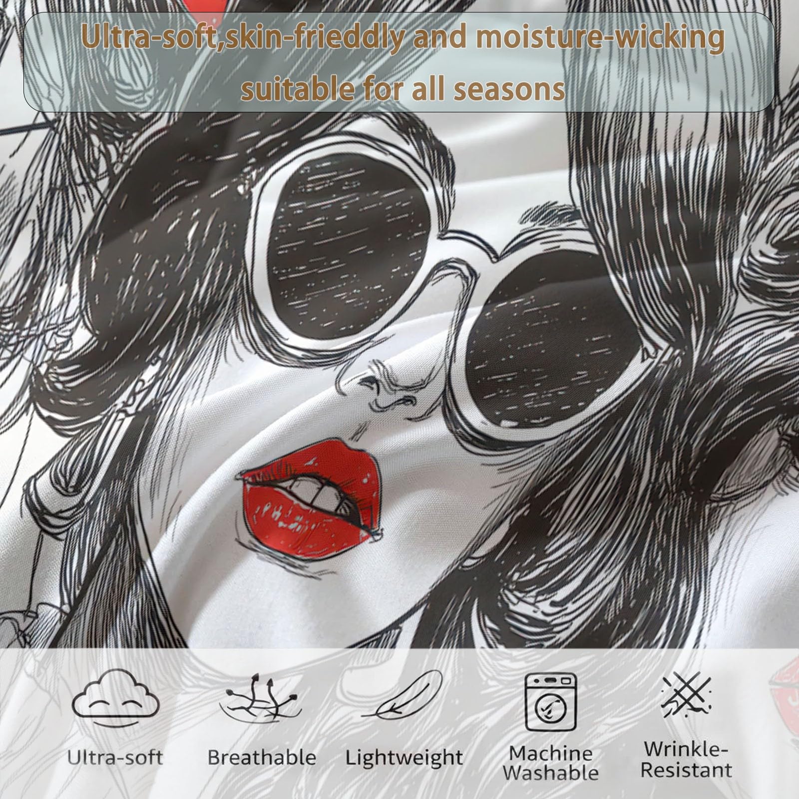 Kołdra bez poszewki 220 x 240 cm dla fashionistek Urban Professionals, nadaje się do prania, nowoczesna, modna, ręcznie malowana, całoroczna, pikowana kołdra - biała kołdra do spania letnia z