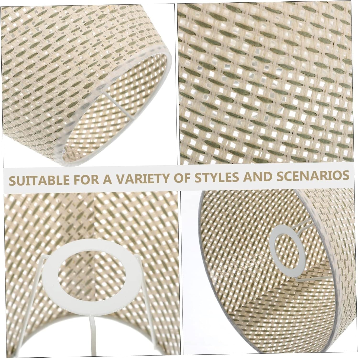 Levemolo 1pc Beige Woven Desk Lamp Shade Handcrafted Rattan Lampshade for Home Decor Elegant Light Cover for Table and Floor Lamps Eye-friendly Design and Strong