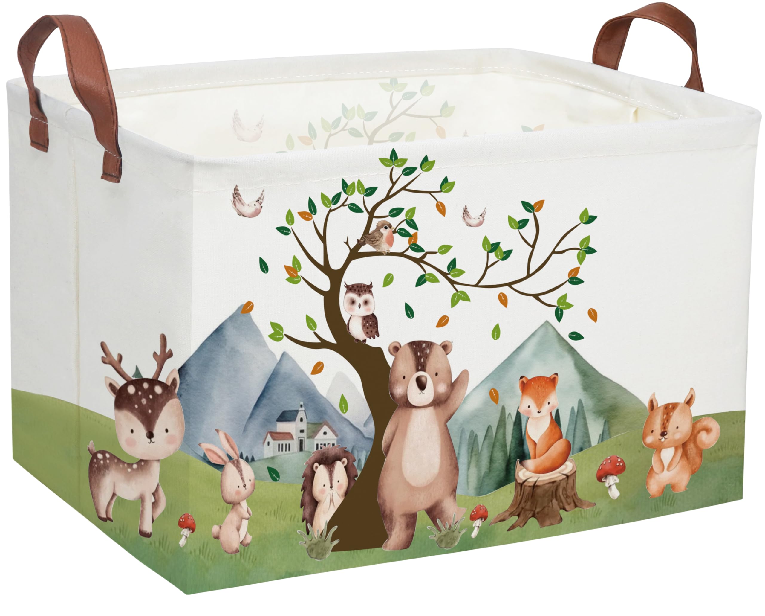 Animal Baskets Cute Storage Bins Rectangular Storage Bin Organizer Book Box ,Animals Room Decor(Mountain animal)