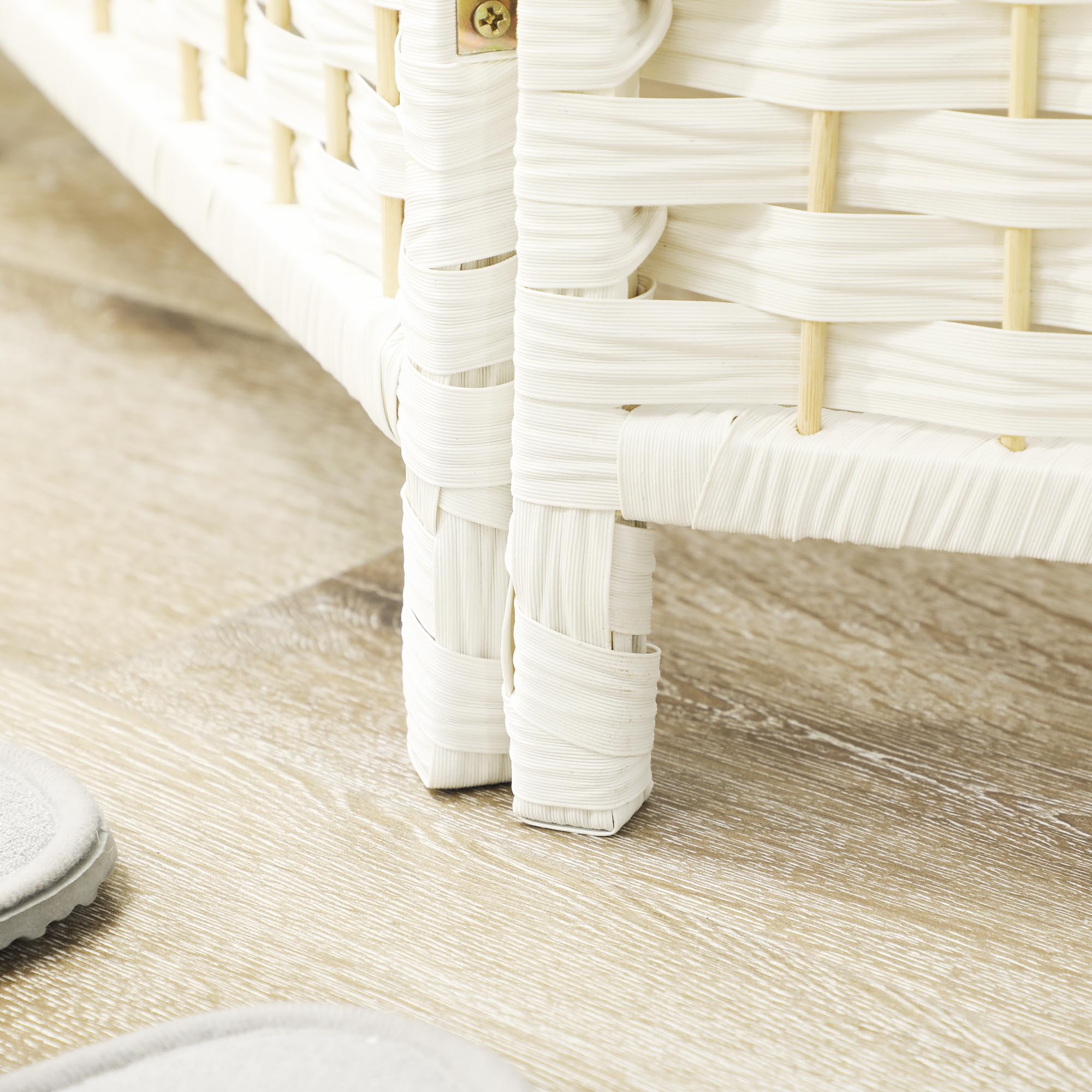 HOMCOM Paravent - Divisorio pieghevole, 4 pezzi, 180 x 180 cm, colore: Bianco