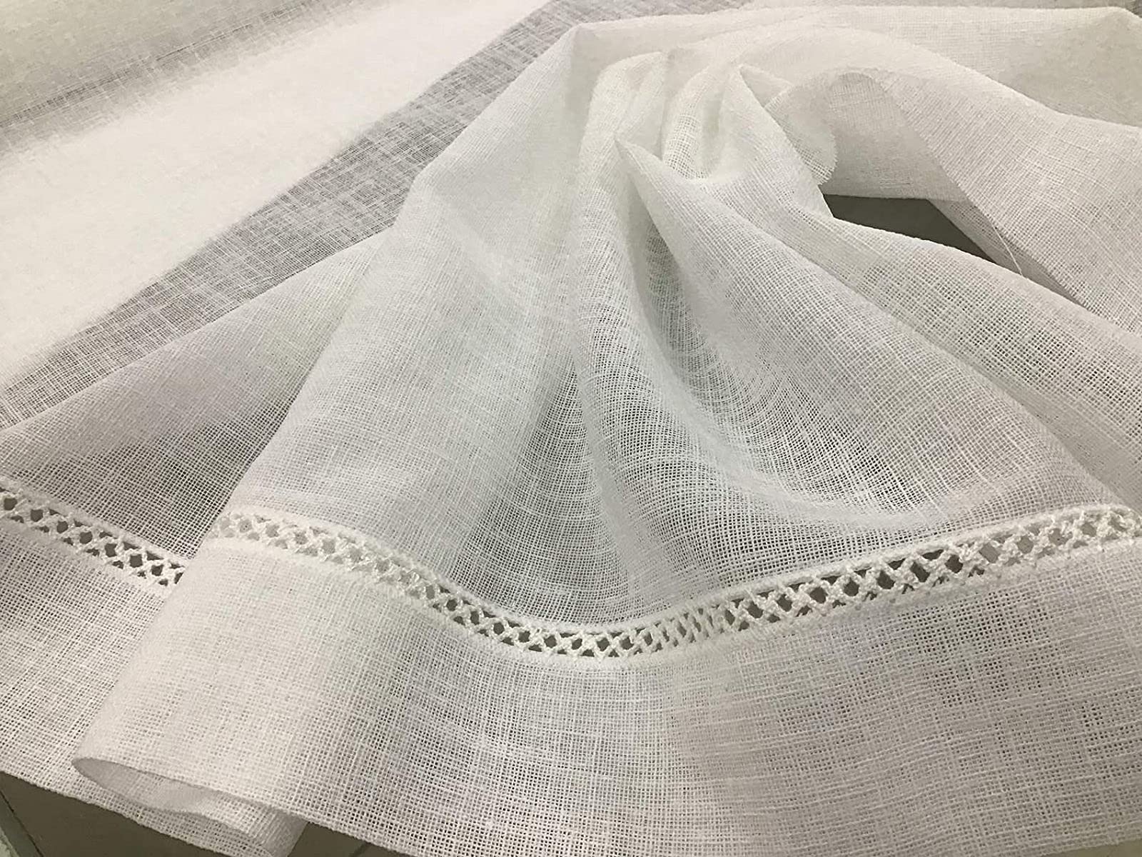 Tende tendine a pannello a vetro per finestra e porta su misura larghezza da 30 a 120 tessuti bianco effetto lino lunghezza personalizzata art.sonia (65x135 cm)