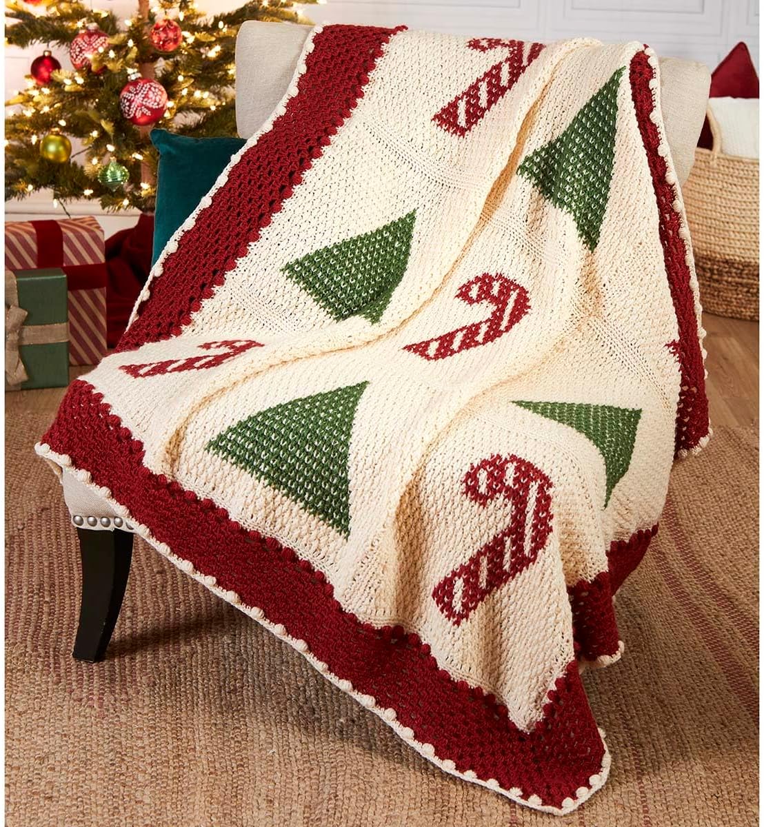 Herrschners Peppermint Pines Afghan Crochet Kit