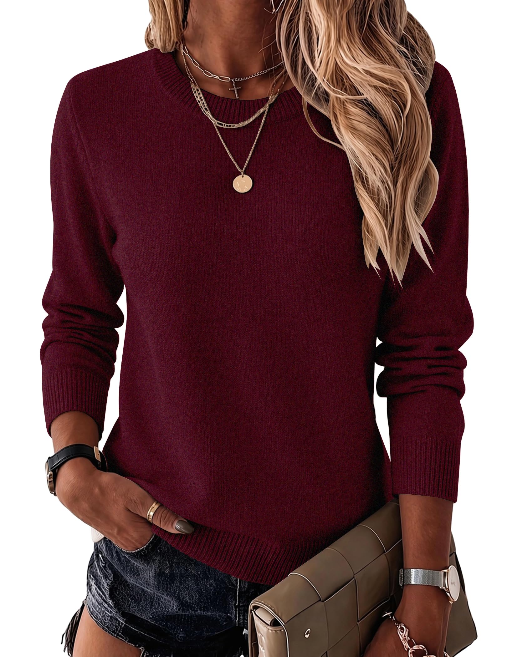 Zeagoo Womens Wool Blend Sweater Crewneck Long Sleeve Tops Fashion Clothing | Zeagoo Womens Wool Blend Crewneck Sweater Long Sleeve Soft Knit Pullover Lightweight Business Casual Black Fashion Clothin