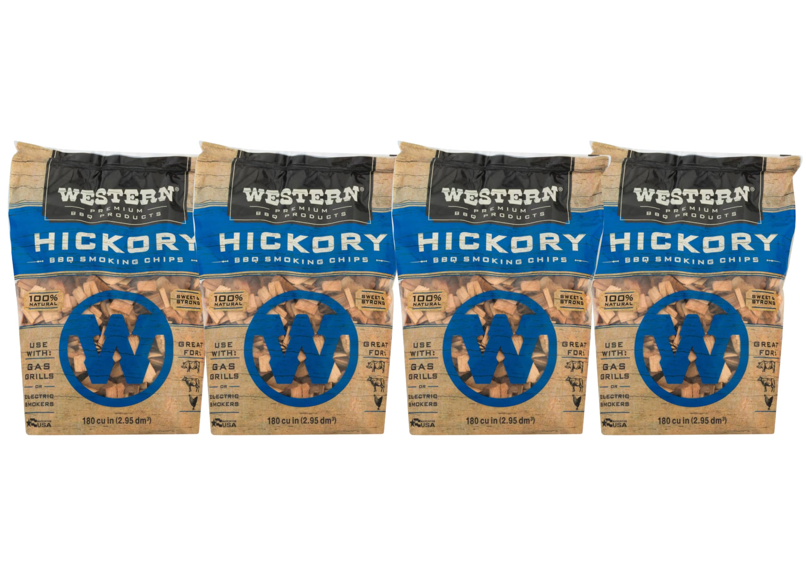 BBQ Smoking Wood Chips Variety Pack Bundle (4)- Apple, Mesquite, Hickory, and Cherry (Hickory)
