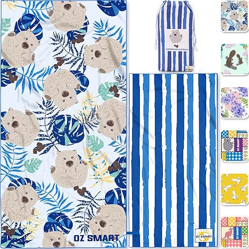 OZ SMART Toalla de playa de gran tamaño para niñaniño toallas de playa de microfibra de secado rápido toallas de piscina de rayas cabaña sin arena