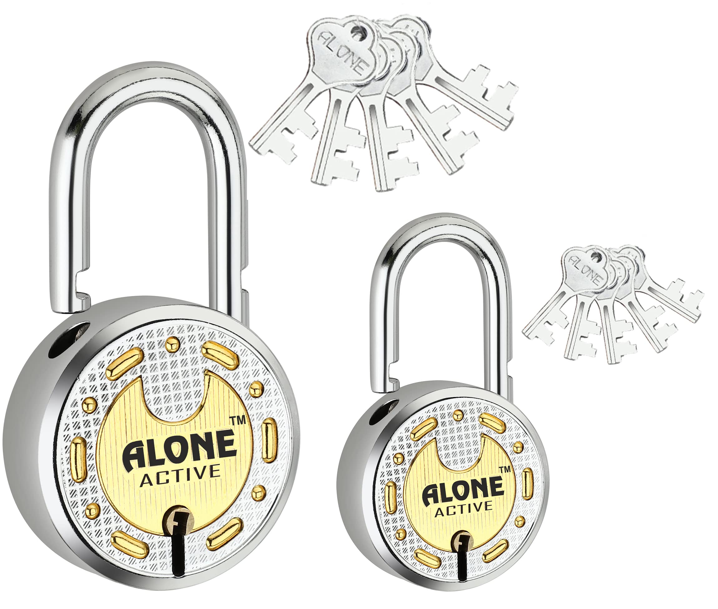 Alone Round Padlock 65mm 50mm Brass Top 5 Keys Hard Shackle Double Locking | Padlocks for Home Door Gate Shop Shutter Truck Grill, Chrome Finish Rust Free. (5 Keys Combo 65-50 Round Active Top Pack 1) (B0B8WMJQSL) Amazon Price History, Amazon Price Tracker