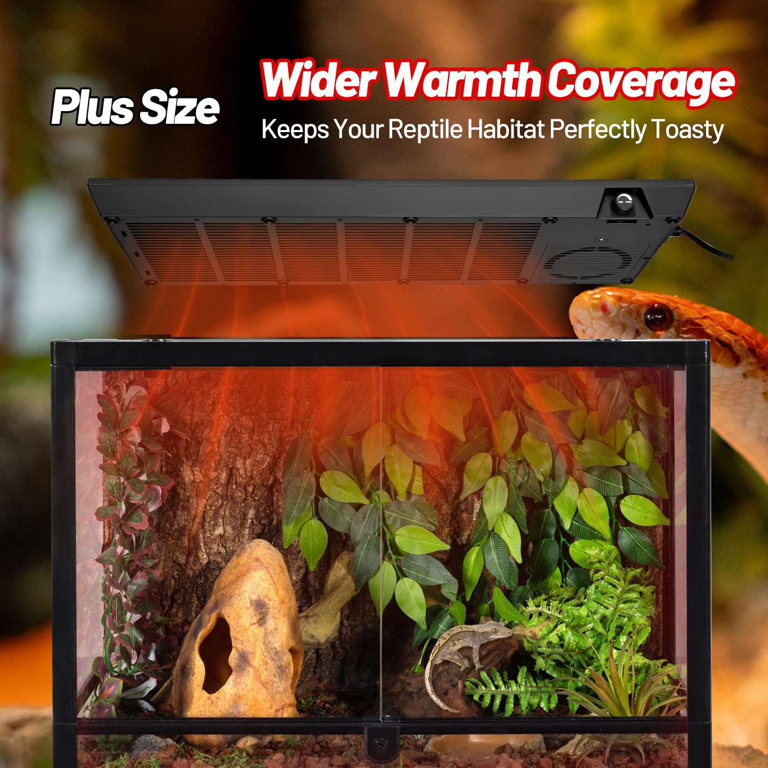 REPTI ZOO Reptile Heat Panel Adjustable Temperature Reptile Heating Plate, Mountable Under Lid, for Hermit Crabs/Leopard Geckos/Turtles/Snakes/Lizards - image 4