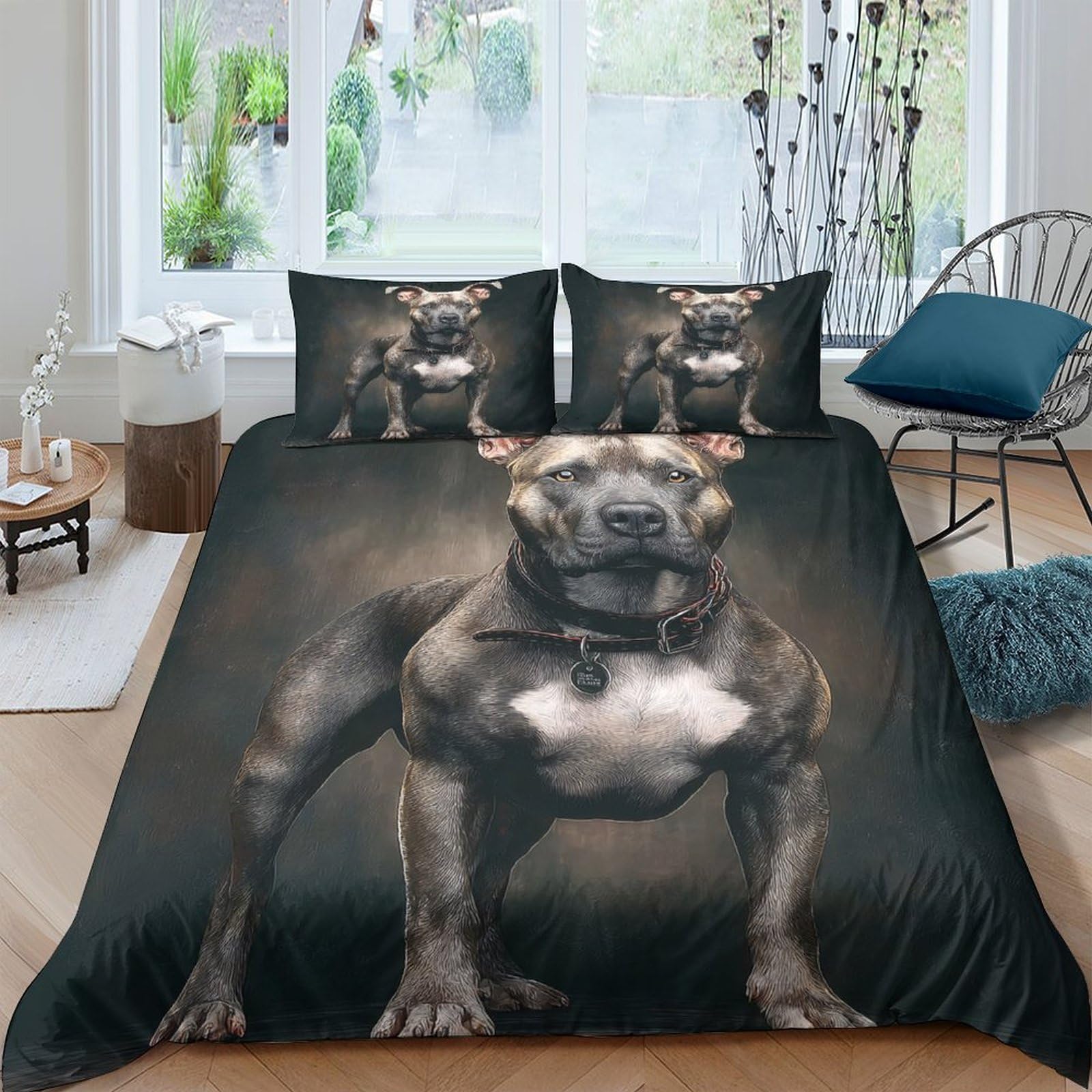 Ctjqhvkz Style-8 3D Printed Bulldog Fitted Sheet Microfiber Soft Durable Pitbull Bed Cover Anti-Slip Decor For Bedroom Guest Room Single（135X200cm）