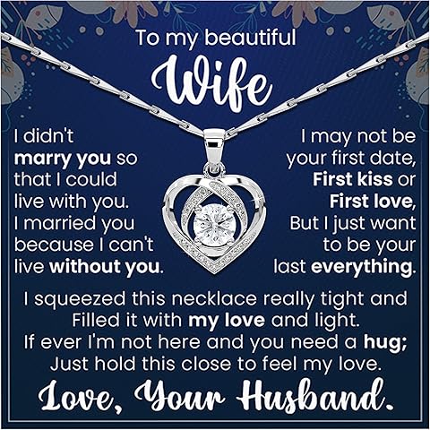 LAZYGIFT To My Wife Necklace From Husband Gift for Wives Beautiful Jewelry Forever Love Necklace Form Lover Husband for My Sweet Heart
