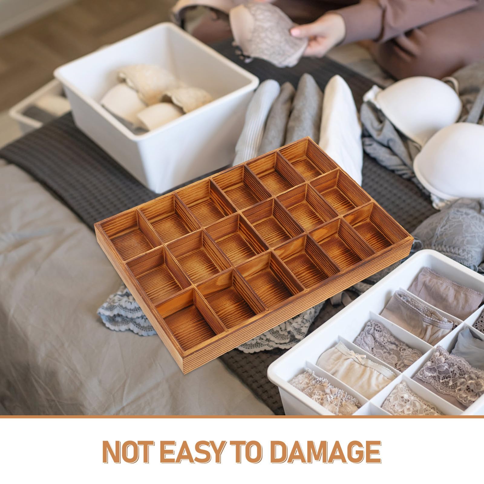 Organizador Compartimentos 18 Diseño con para Multicompartment de Ropa Interior y Calcetines de Madera Clasificar y Almacenar de Forma Versátil y Elegante Prendas y Accesorios