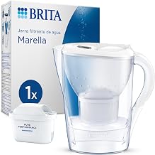 BRITA Marella White Water Filter Jug (2.4 l) Incl. 1 x MAXTRA PRO All-in-1 Cartridge – Fridge-adaptable jug with digital LTI and flip lid that reduces chlorine, limescale and impurities.