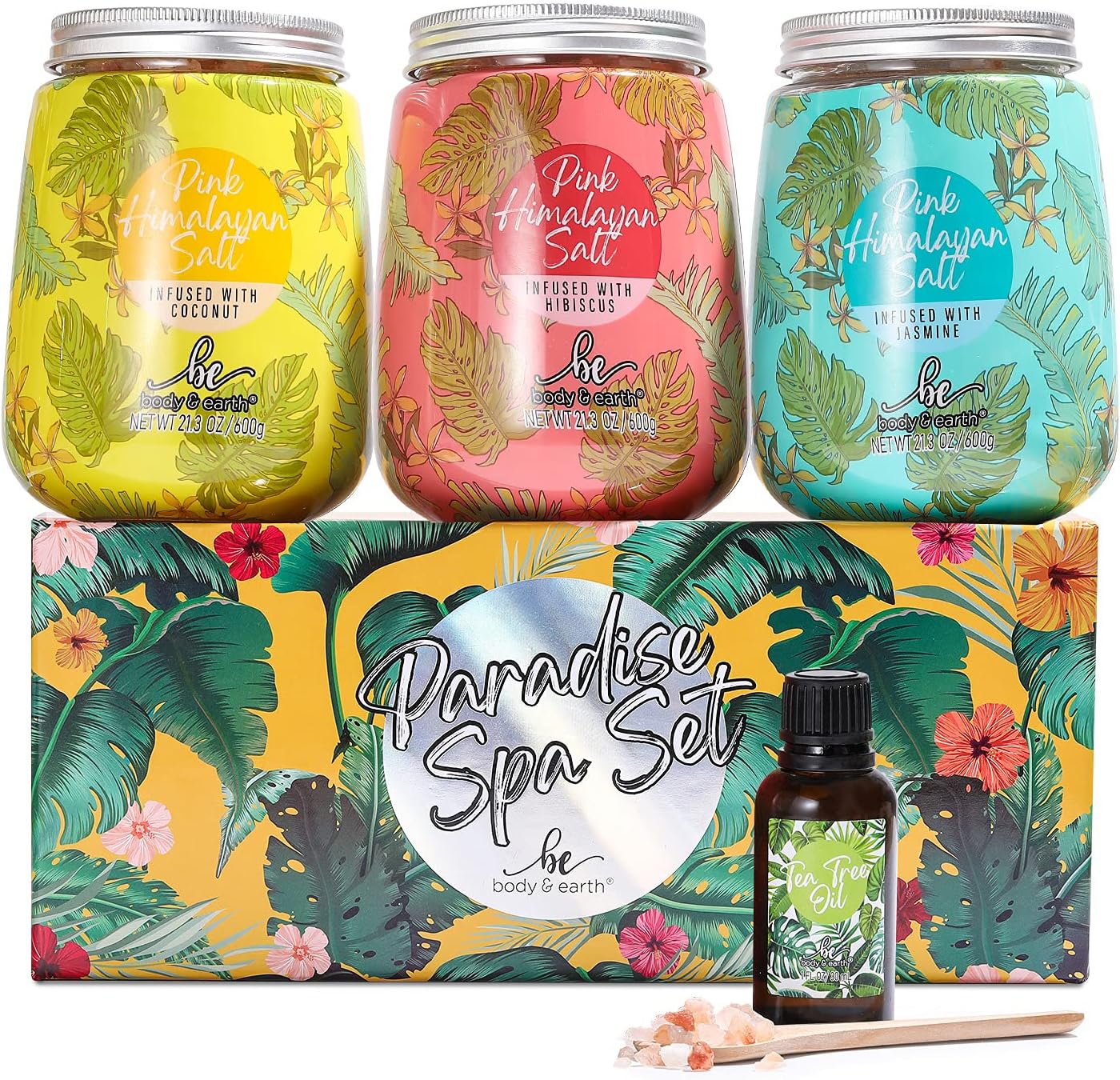 Bath Salt, Mineral Rich Bath Soak Variety Set 3 Pack, Include Himalayan Pink Salt, Tea Tree Oil, Body and Foot Soak Salts for Clean, Moisturize Skin, Bath Set for Women Gift for Mother's Day Gift : Beauty & Personal Care