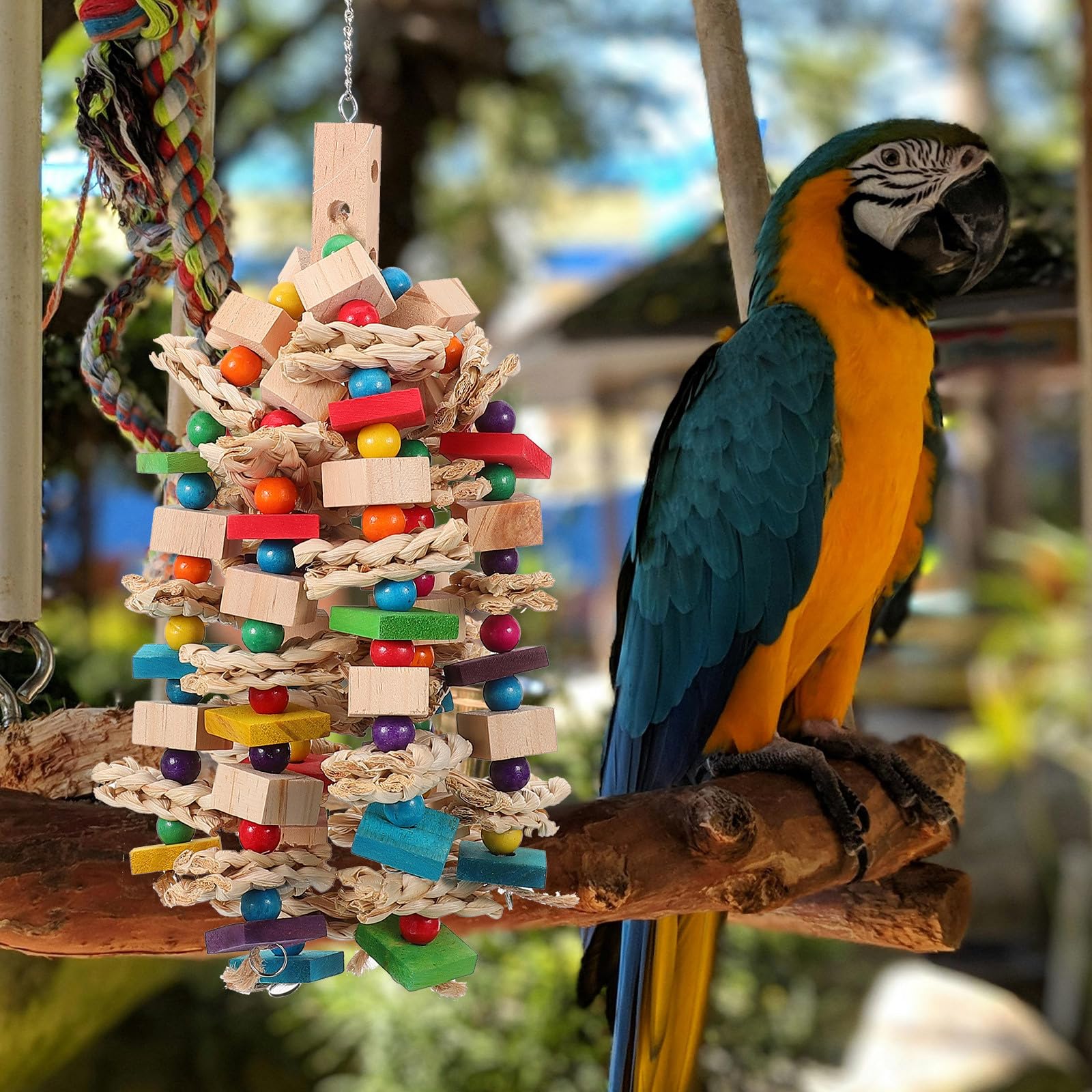 Hohopeti Vogelspielzeug für Papageienkäfige und Baumwollseil Hängendes Kauspielzeug mit Verschleißfester Oberfläche zur Beschäftigung von Vögeln im Käfig