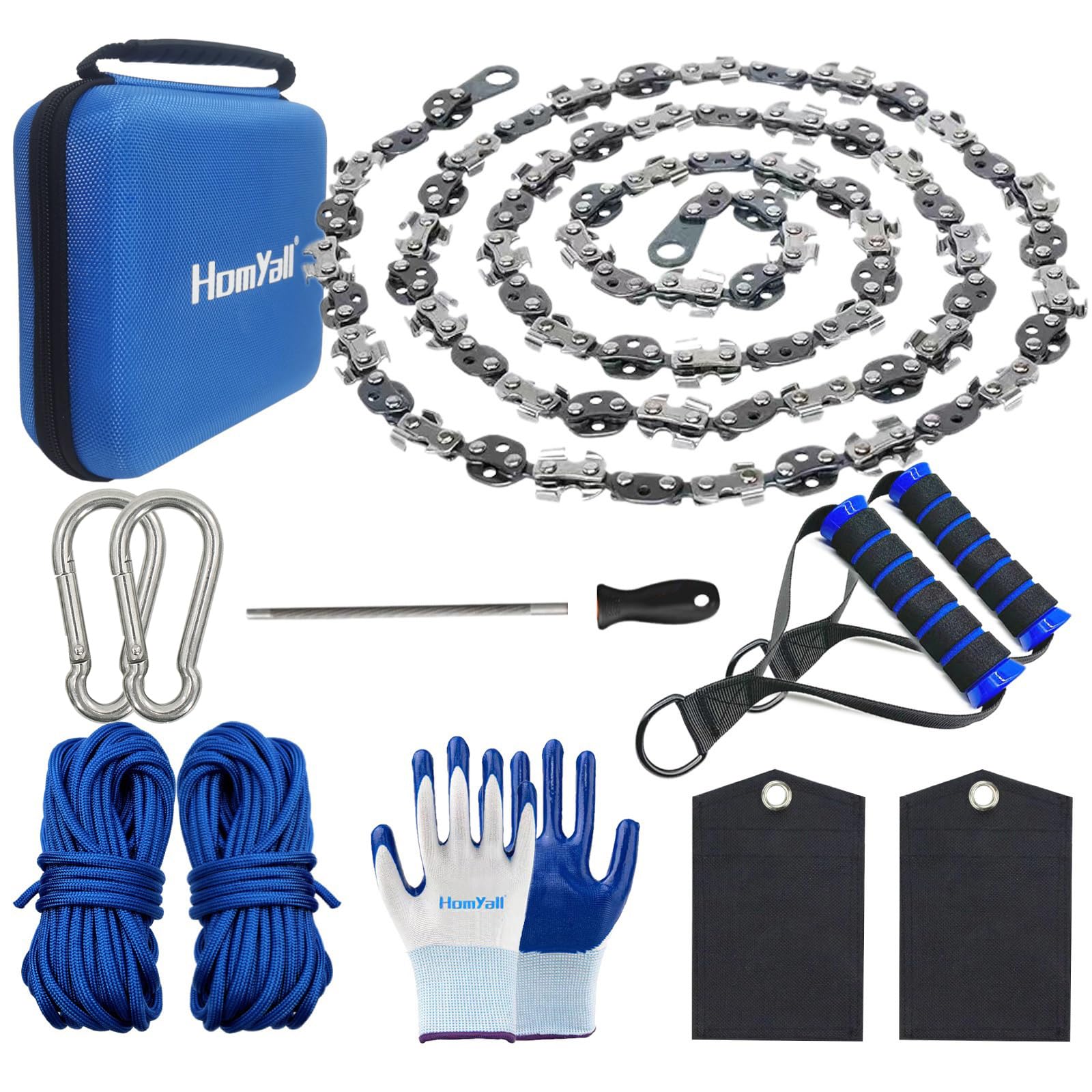 Upgrade Hand Rope Saw for Tree Limbs 53 Inch High Limb Rope Chain Saw Manual Pocket Chainsaw with Blades on Both Sides for Yard Gardening work Hiking Camping Survival Gear Kit