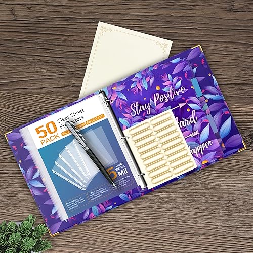 Miniatura 10 de Carpeta de 3 anillos con portapapeles, 2 bolsillos, carpeta de 3 anillos morada (11 x 8.6 pulgadas), carpetas con separadores de pestañas para