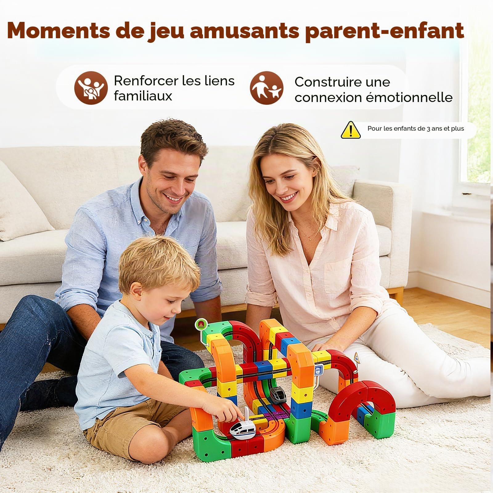 Ensemble de Train Cube Magique 123 pièces, Ensemble de Train électrique, mises en Page 3D intégrées, Piste de Course Flexible, Jouet de Construction de Voiture motorisé défiant la gravité