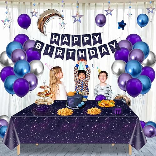 Miniatura 3 de 160 piezas de decoración de fiesta de galaxia espacial, suministros de fiesta de estrellas, suministros de fiesta temática de espacio exterior