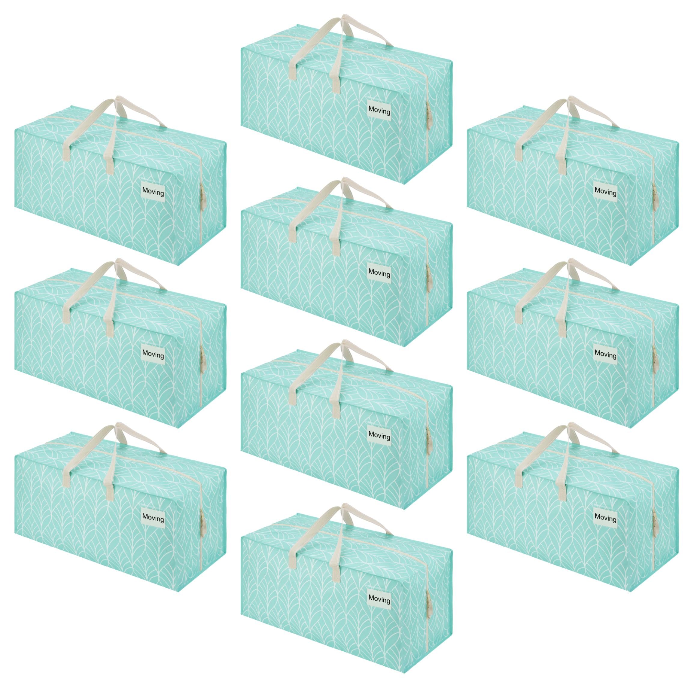 VENO 87 Litre Extra Large Moving Bags with Backpack Straps, Moving Helpers, Strong Handles and Zippers, Clothes Storage, Reusable and Sustainable (Evergreen, Pack of 10)